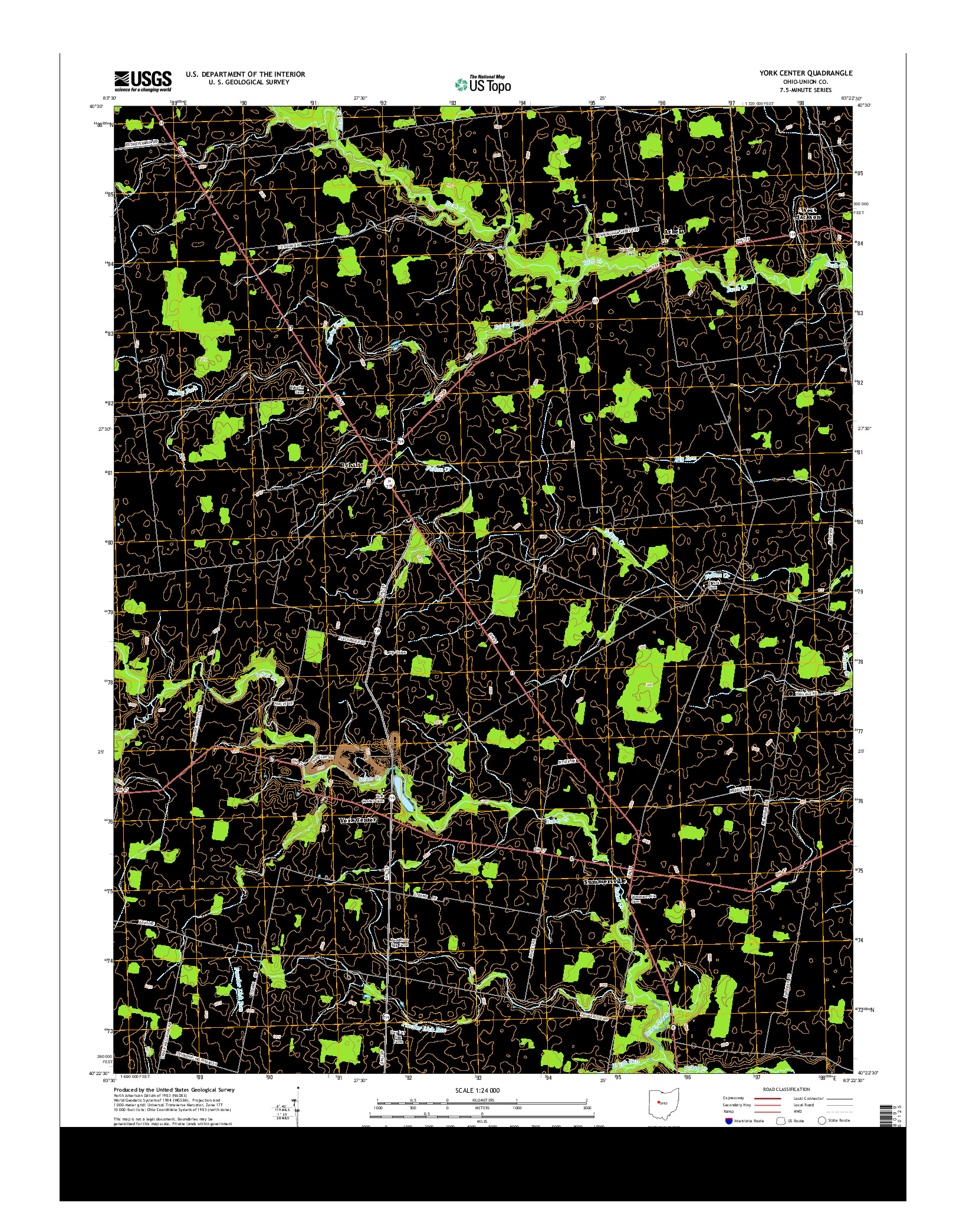 USGS US TOPO 7.5-MINUTE MAP FOR YORK CENTER, OH 2013