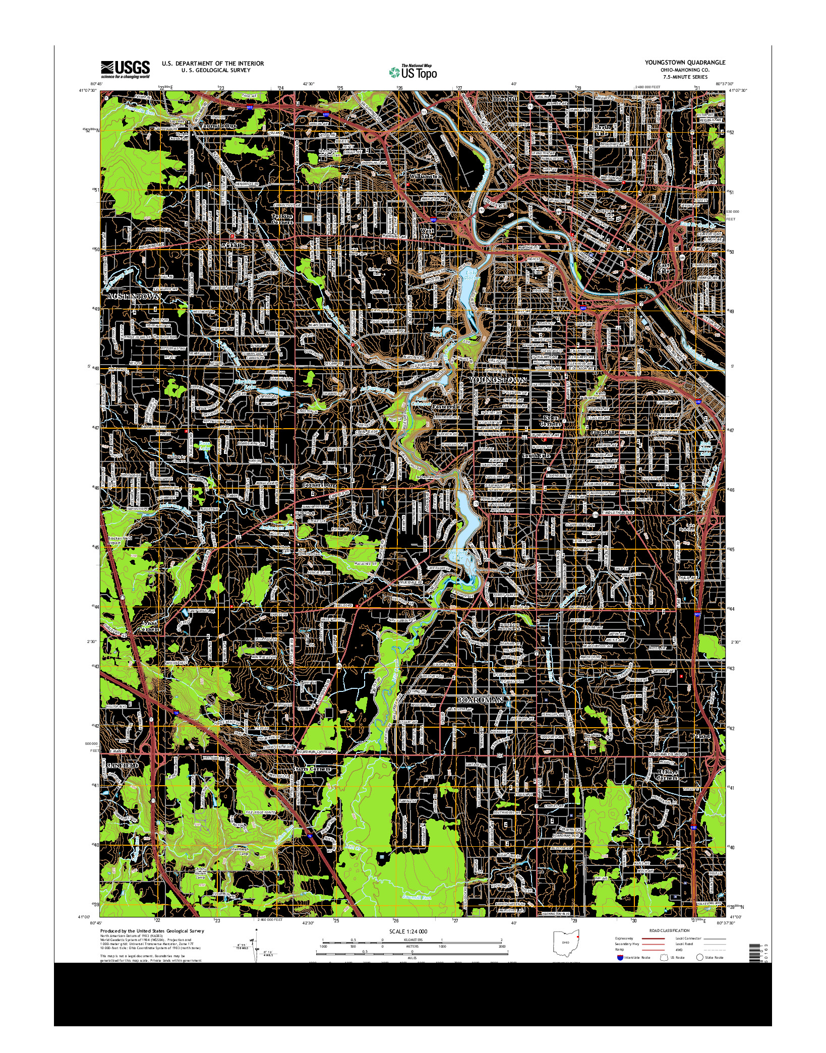 USGS US TOPO 7.5-MINUTE MAP FOR YOUNGSTOWN, OH 2013