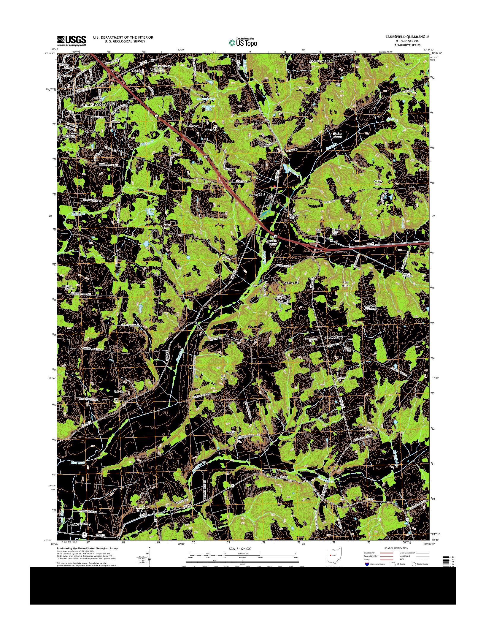 USGS US TOPO 7.5-MINUTE MAP FOR ZANESFIELD, OH 2013