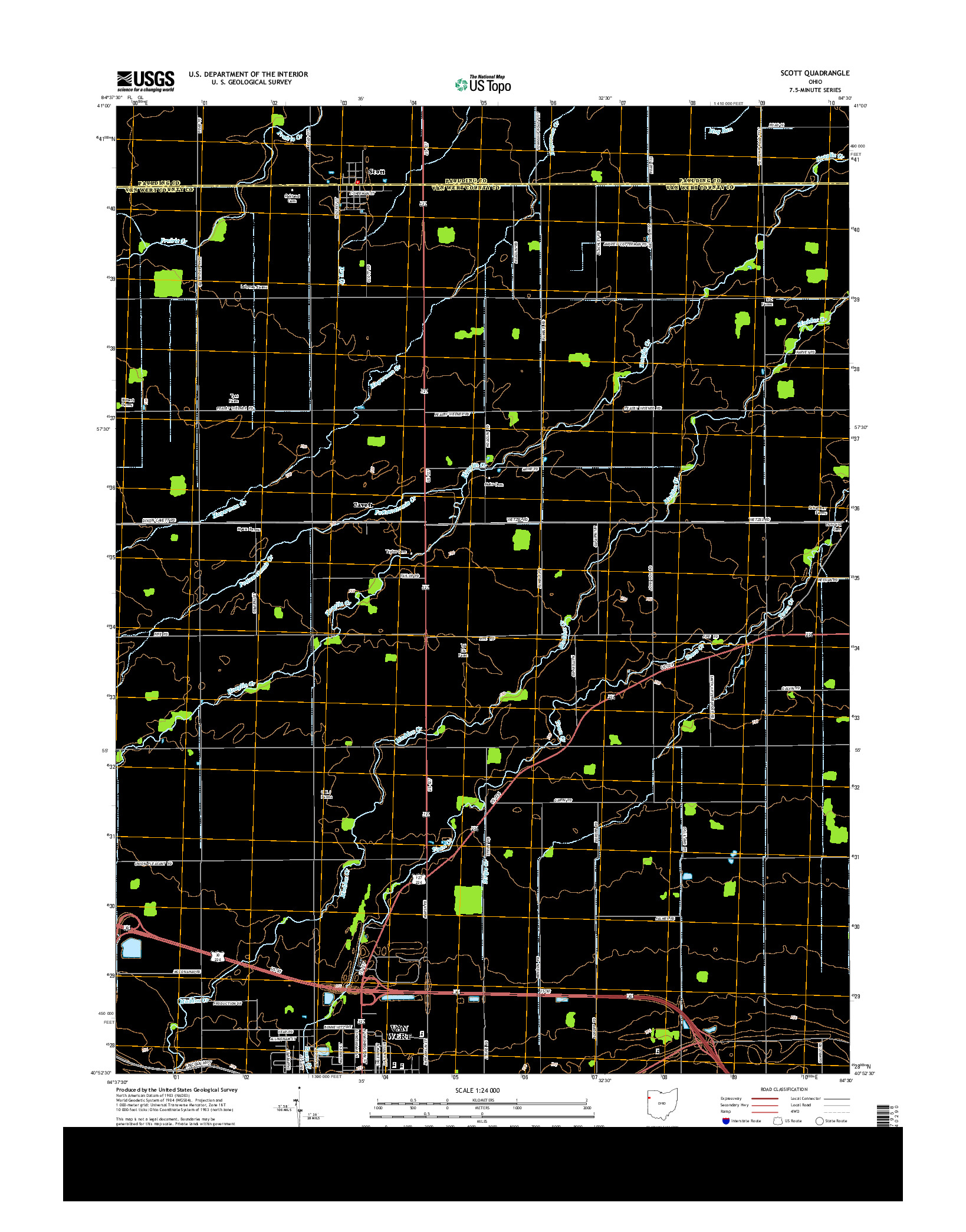 USGS US TOPO 7.5-MINUTE MAP FOR SCOTT, OH 2013