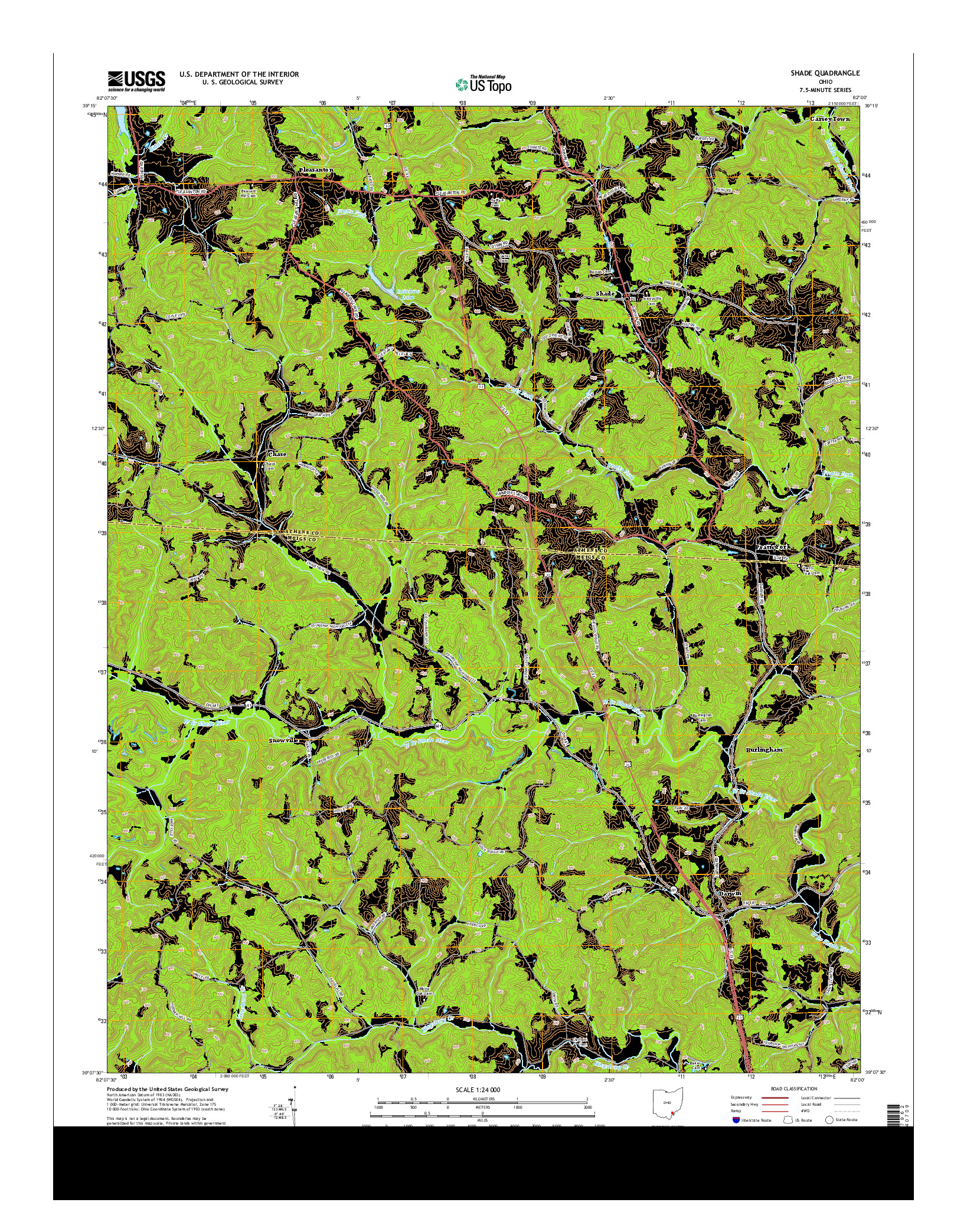 USGS US TOPO 7.5-MINUTE MAP FOR SHADE, OH 2013