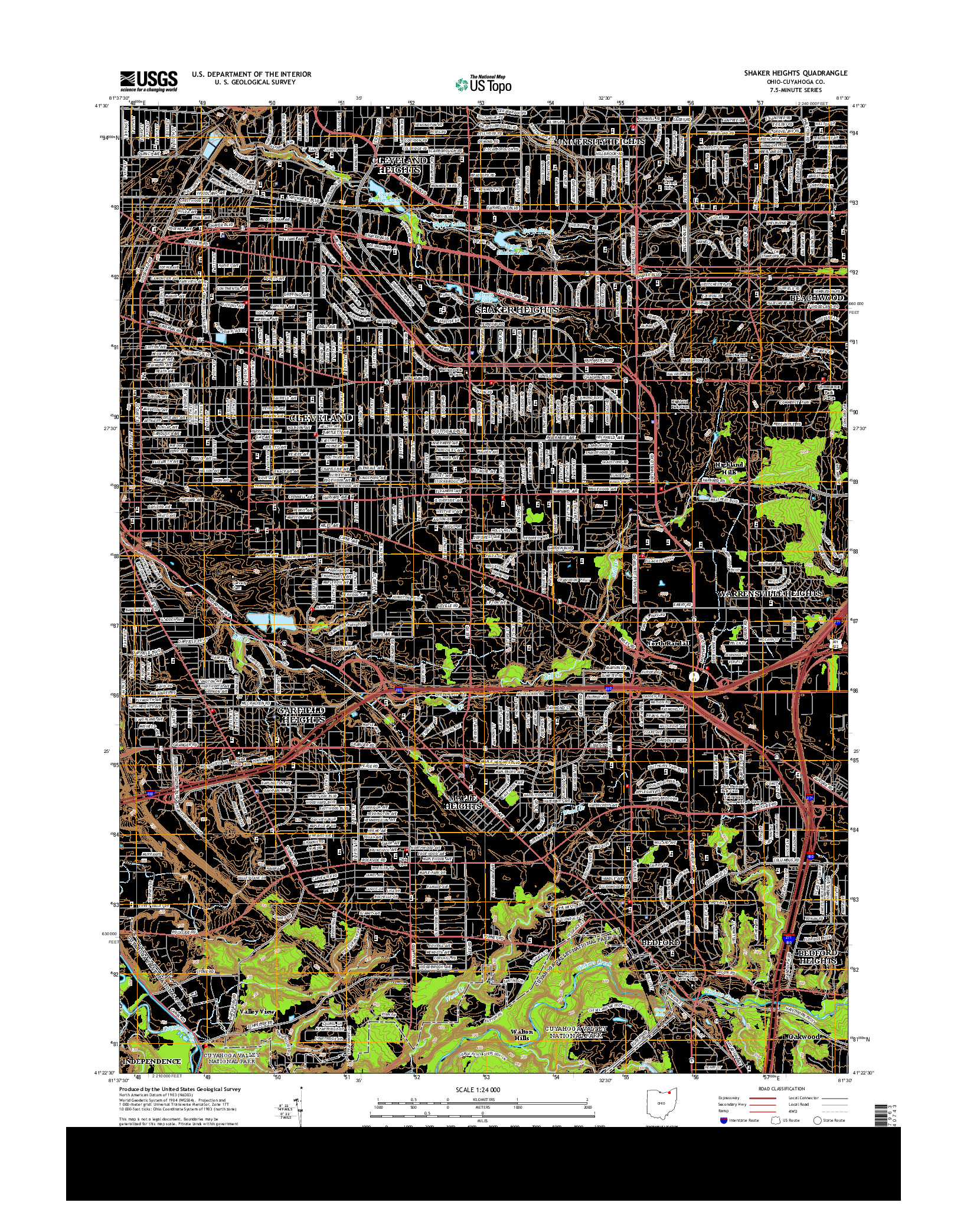 USGS US TOPO 7.5-MINUTE MAP FOR SHAKER HEIGHTS, OH 2013