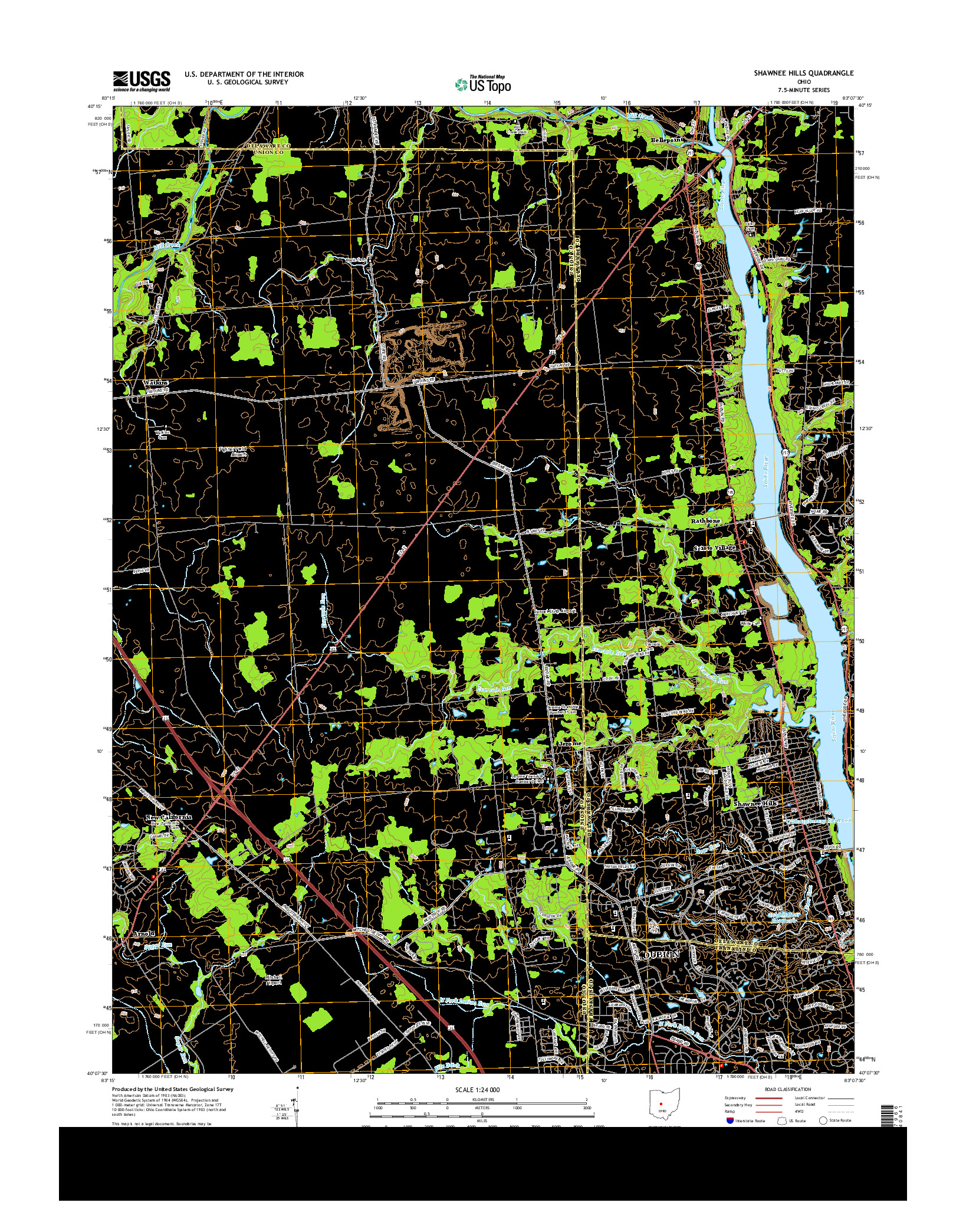 USGS US TOPO 7.5-MINUTE MAP FOR SHAWNEE HILLS, OH 2013