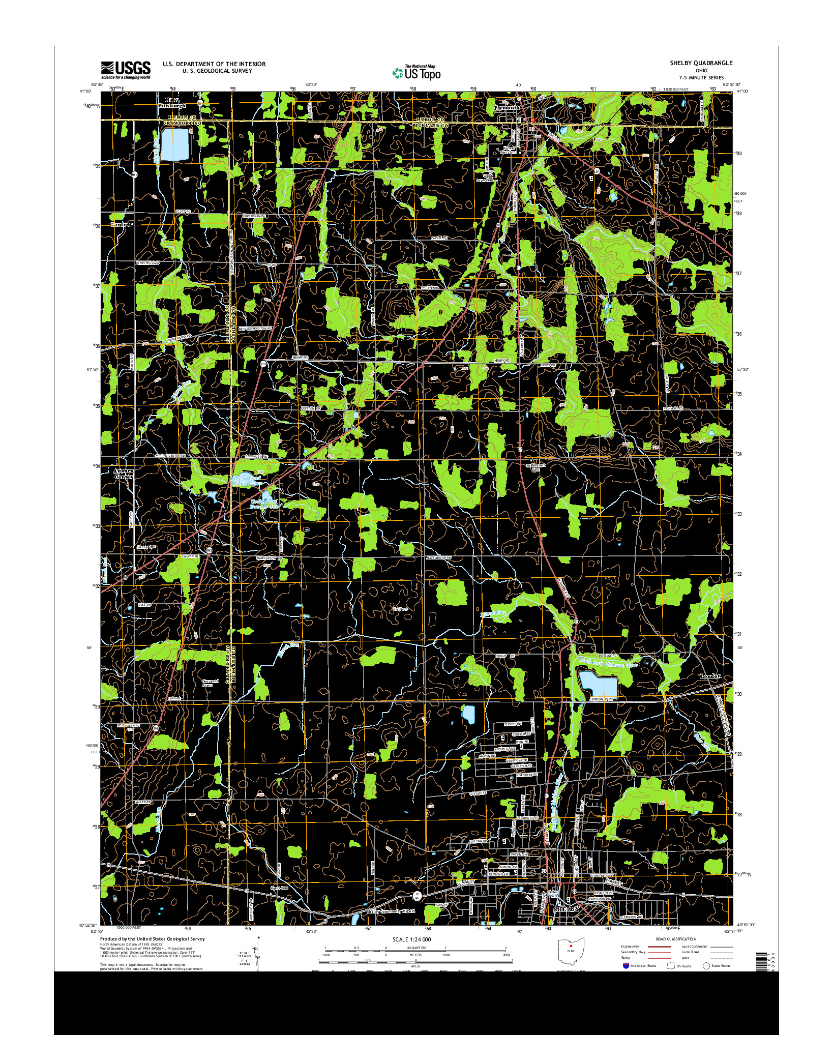 USGS US TOPO 7.5-MINUTE MAP FOR SHELBY, OH 2013