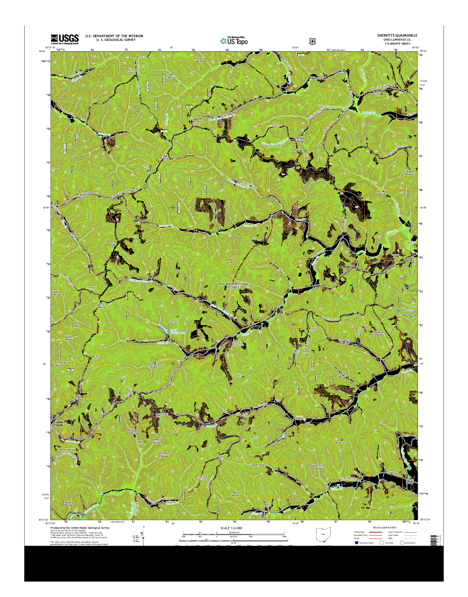 USGS US TOPO 7.5-MINUTE MAP FOR SHERRITTS, OH 2013