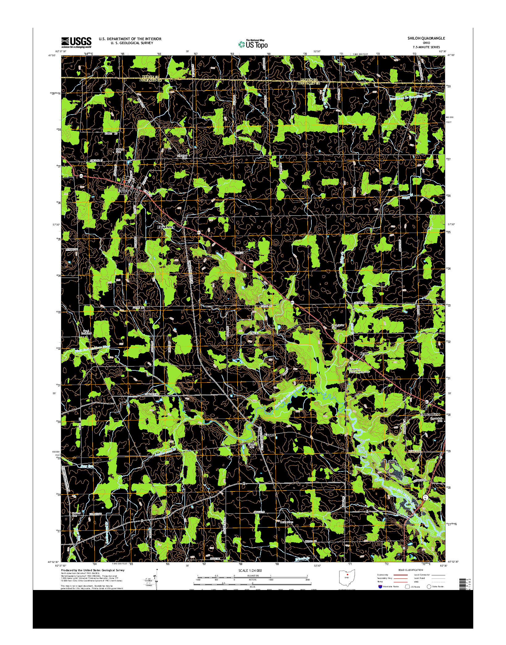 USGS US TOPO 7.5-MINUTE MAP FOR SHILOH, OH 2013