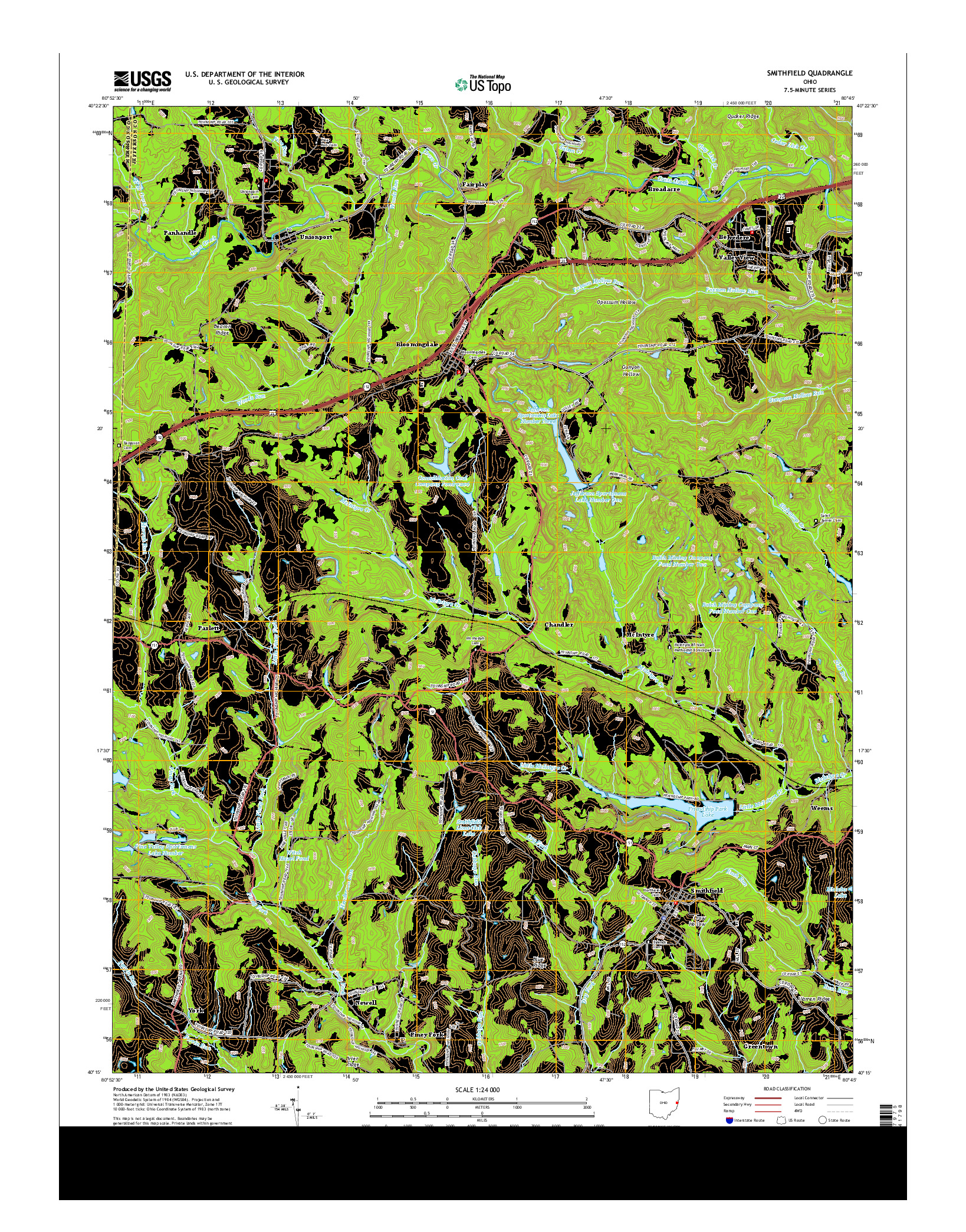 USGS US TOPO 7.5-MINUTE MAP FOR SMITHFIELD, OH 2013