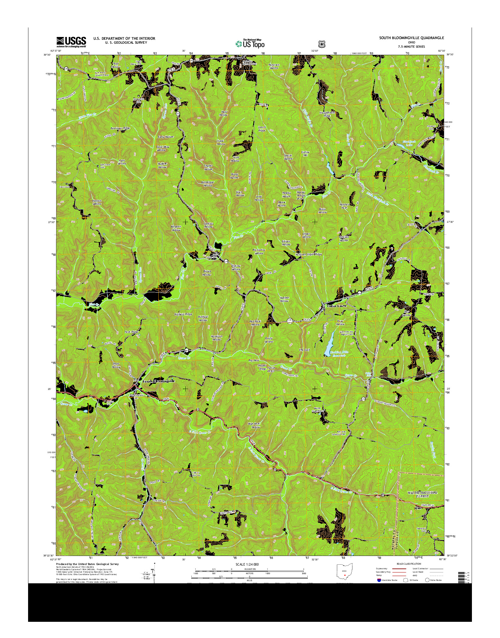 USGS US TOPO 7.5-MINUTE MAP FOR SOUTH BLOOMINGVILLE, OH 2013