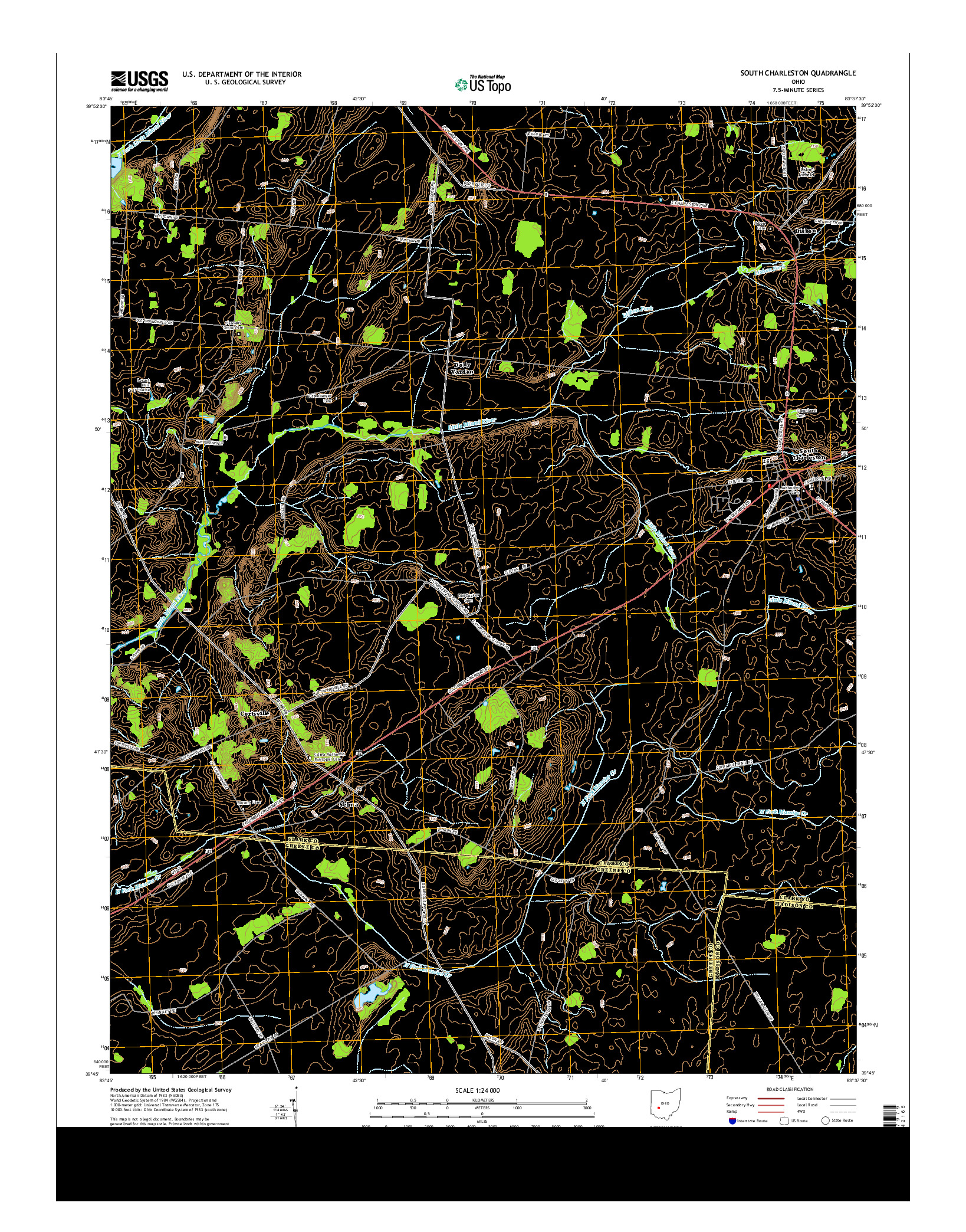 USGS US TOPO 7.5-MINUTE MAP FOR SOUTH CHARLESTON, OH 2013