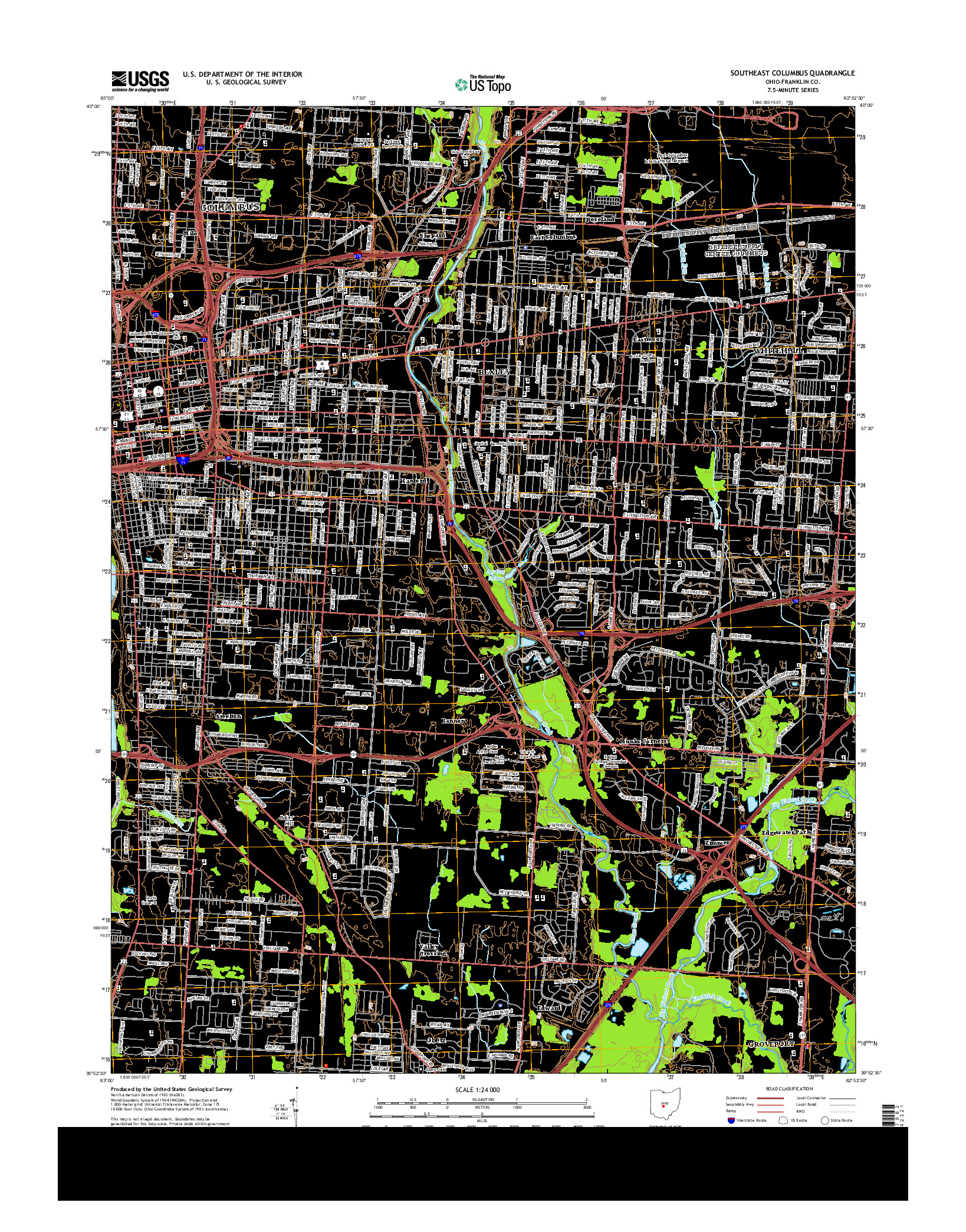 USGS US TOPO 7.5-MINUTE MAP FOR SOUTHEAST COLUMBUS, OH 2013