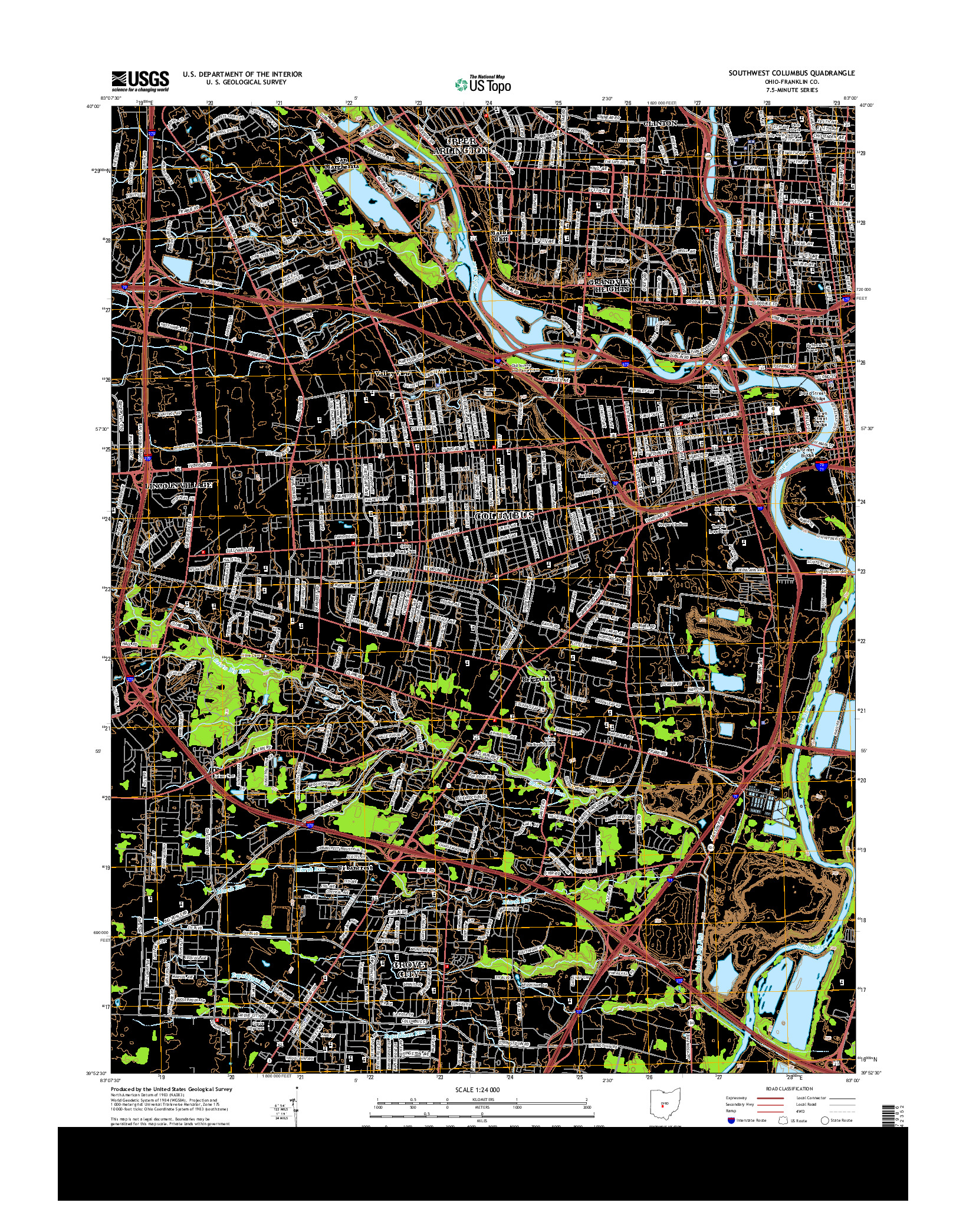 USGS US TOPO 7.5-MINUTE MAP FOR SOUTHWEST COLUMBUS, OH 2013