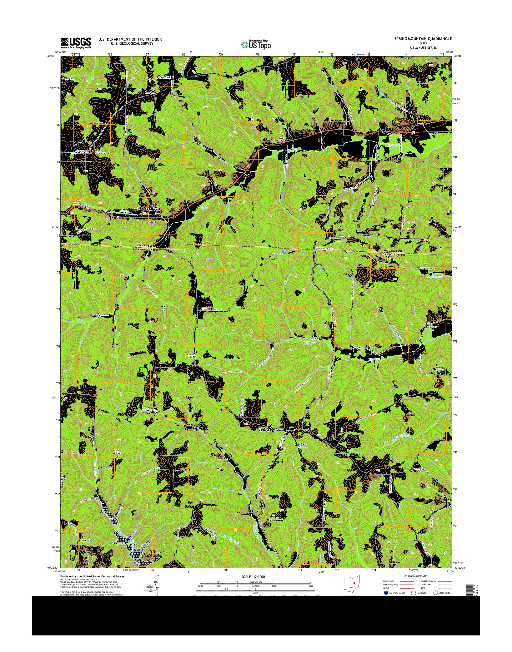 USGS US TOPO 7.5-MINUTE MAP FOR SPRING MOUNTAIN, OH 2013