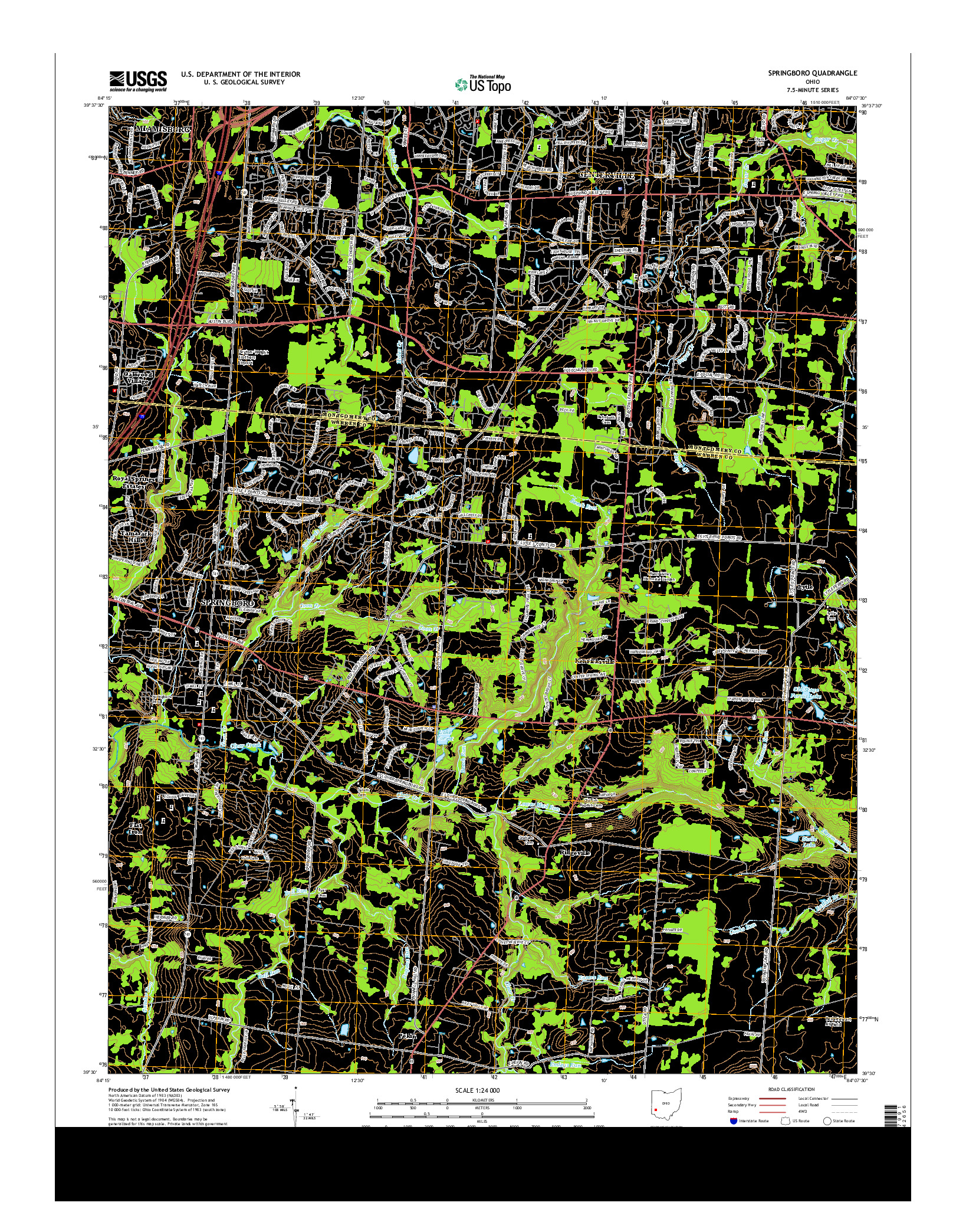 USGS US TOPO 7.5-MINUTE MAP FOR SPRINGBORO, OH 2013