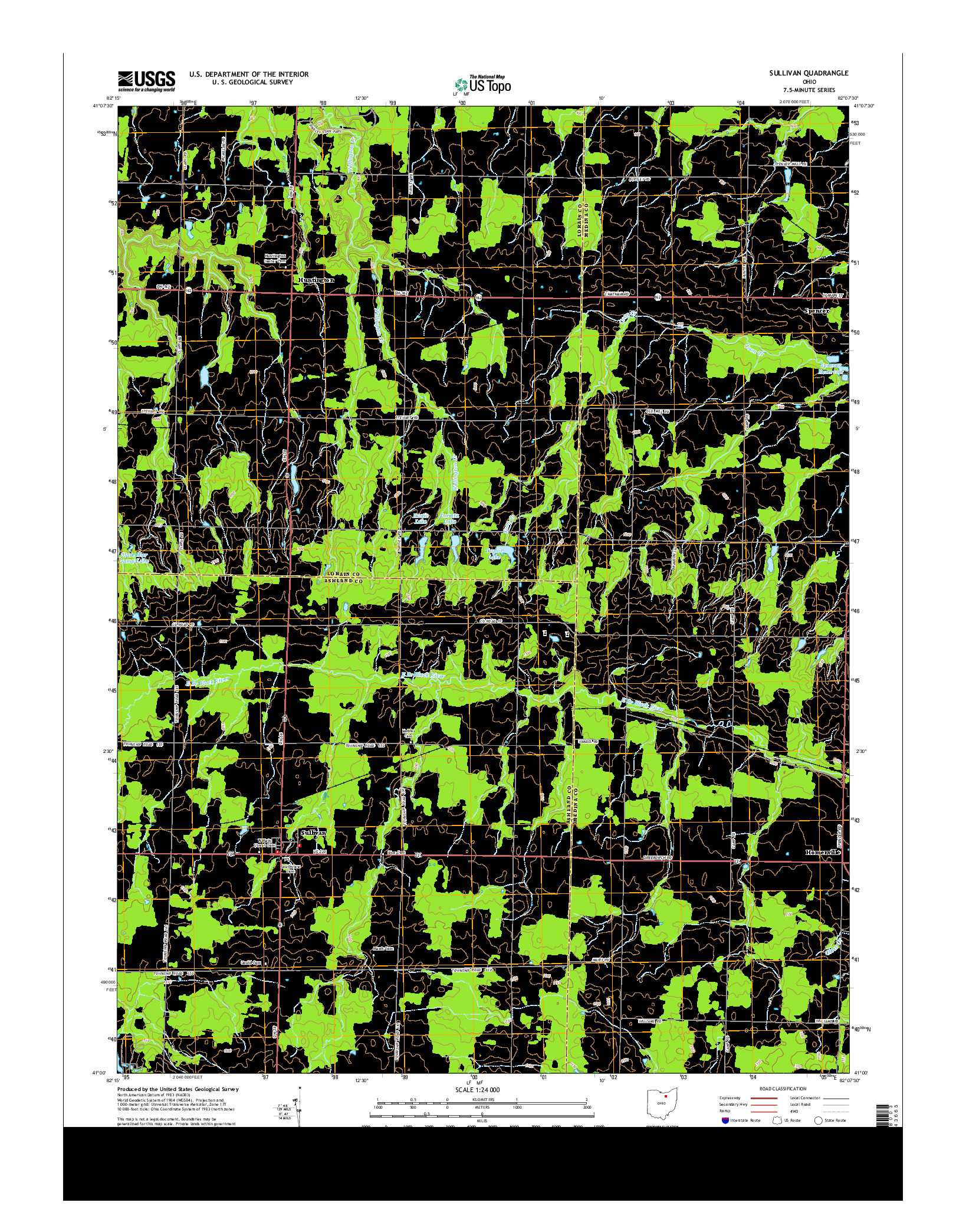 USGS US TOPO 7.5-MINUTE MAP FOR SULLIVAN, OH 2013