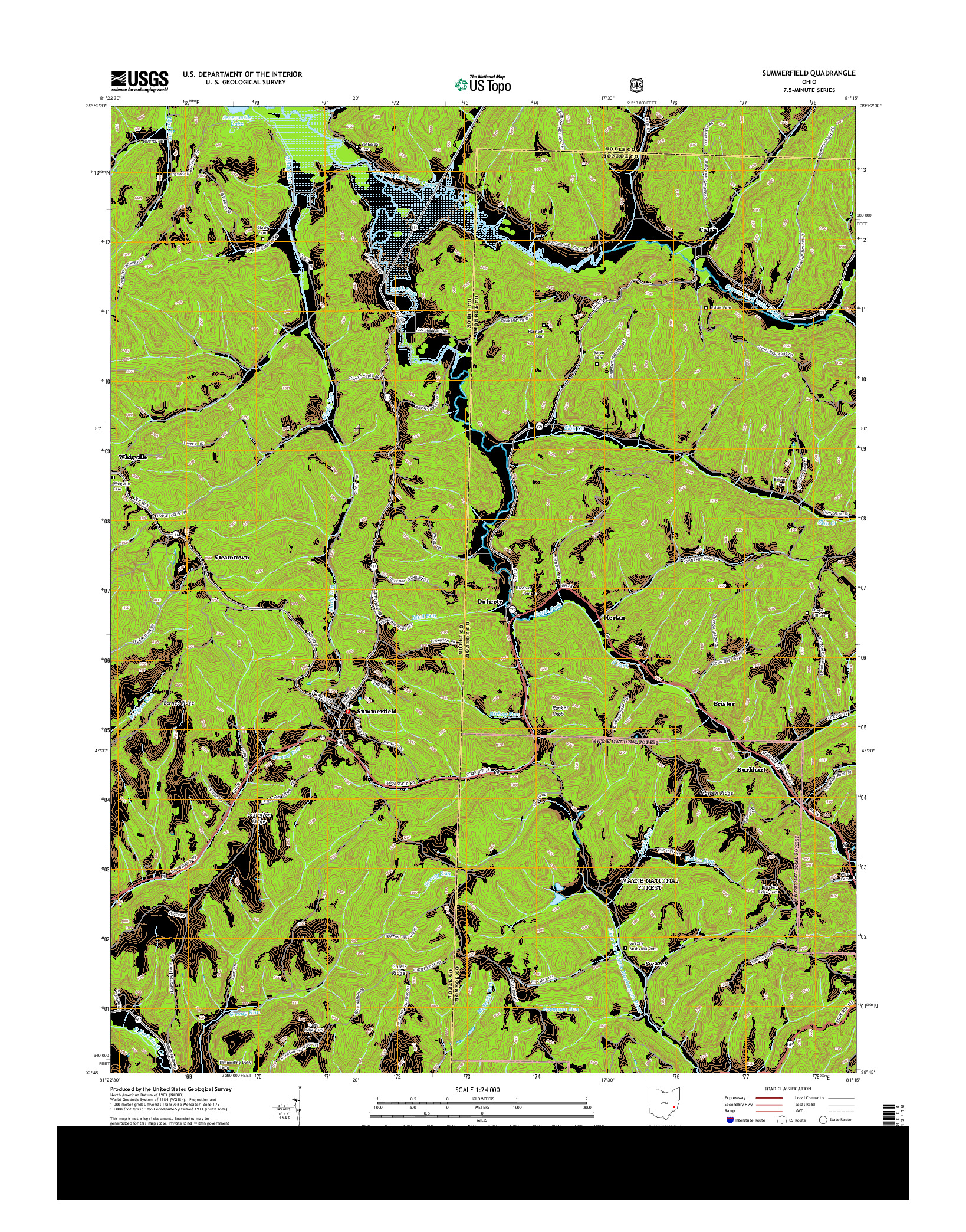 USGS US TOPO 7.5-MINUTE MAP FOR SUMMERFIELD, OH 2013