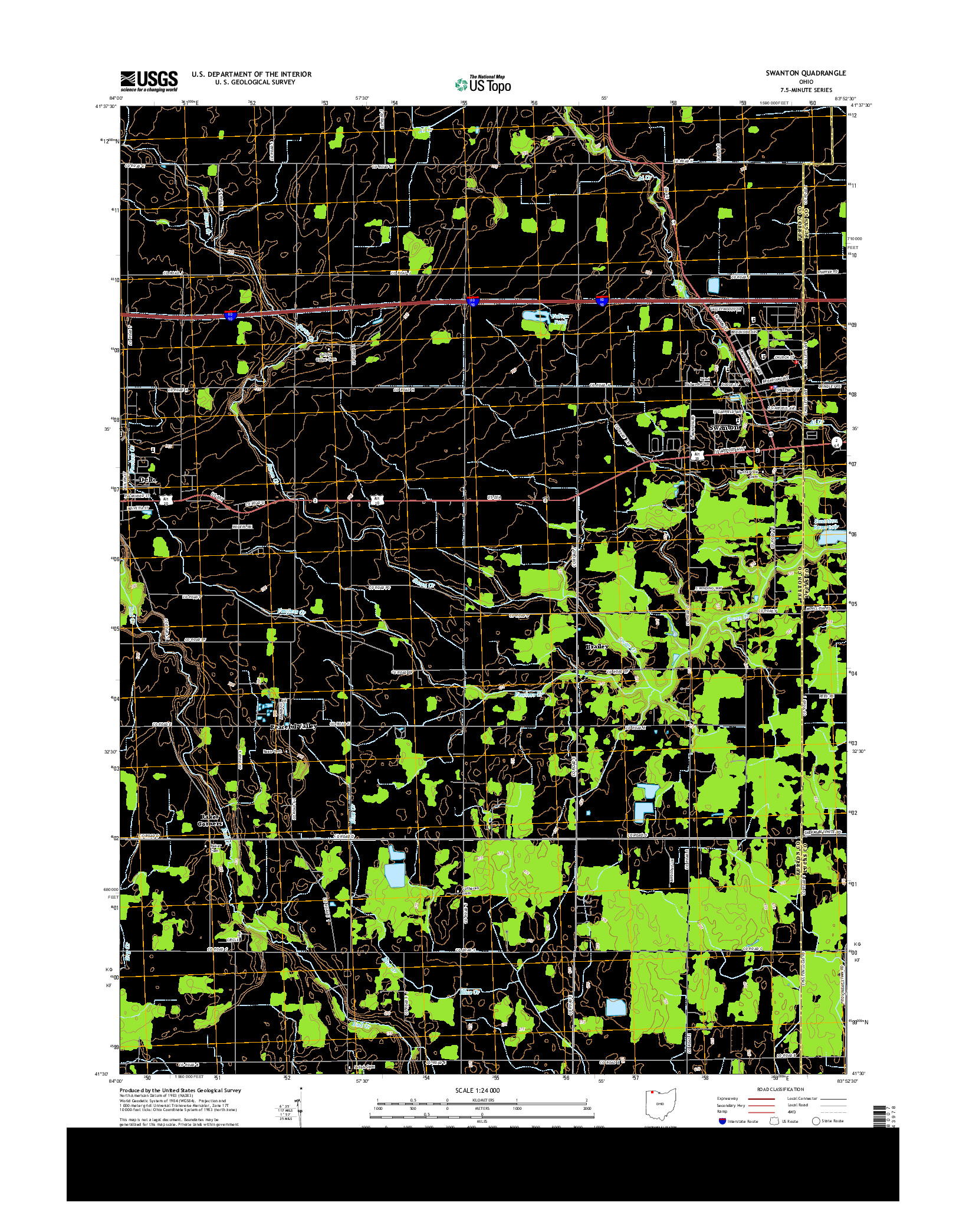 USGS US TOPO 7.5-MINUTE MAP FOR SWANTON, OH 2013