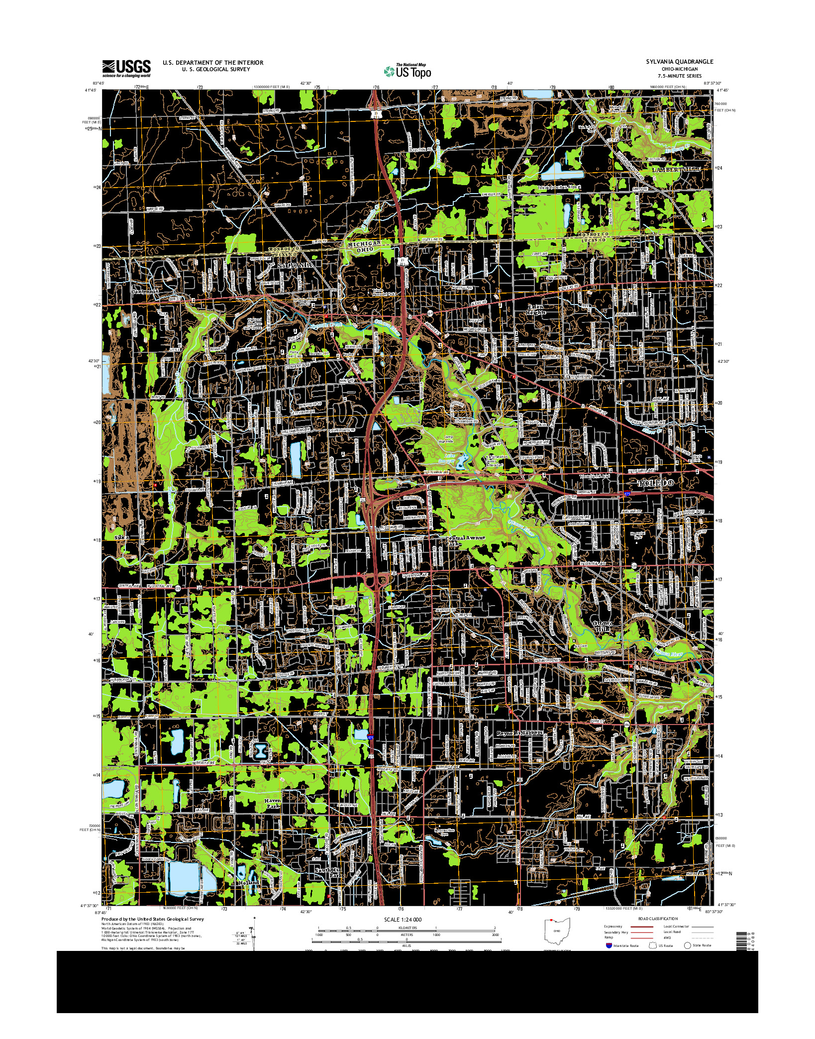 USGS US TOPO 7.5-MINUTE MAP FOR SYLVANIA, OH-MI 2013