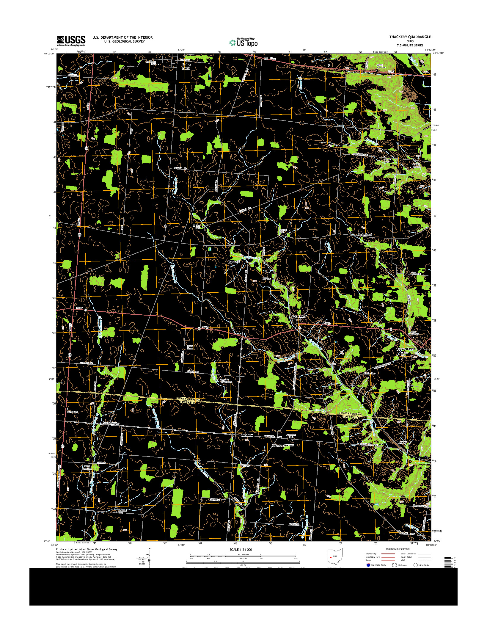 USGS US TOPO 7.5-MINUTE MAP FOR THACKERY, OH 2013