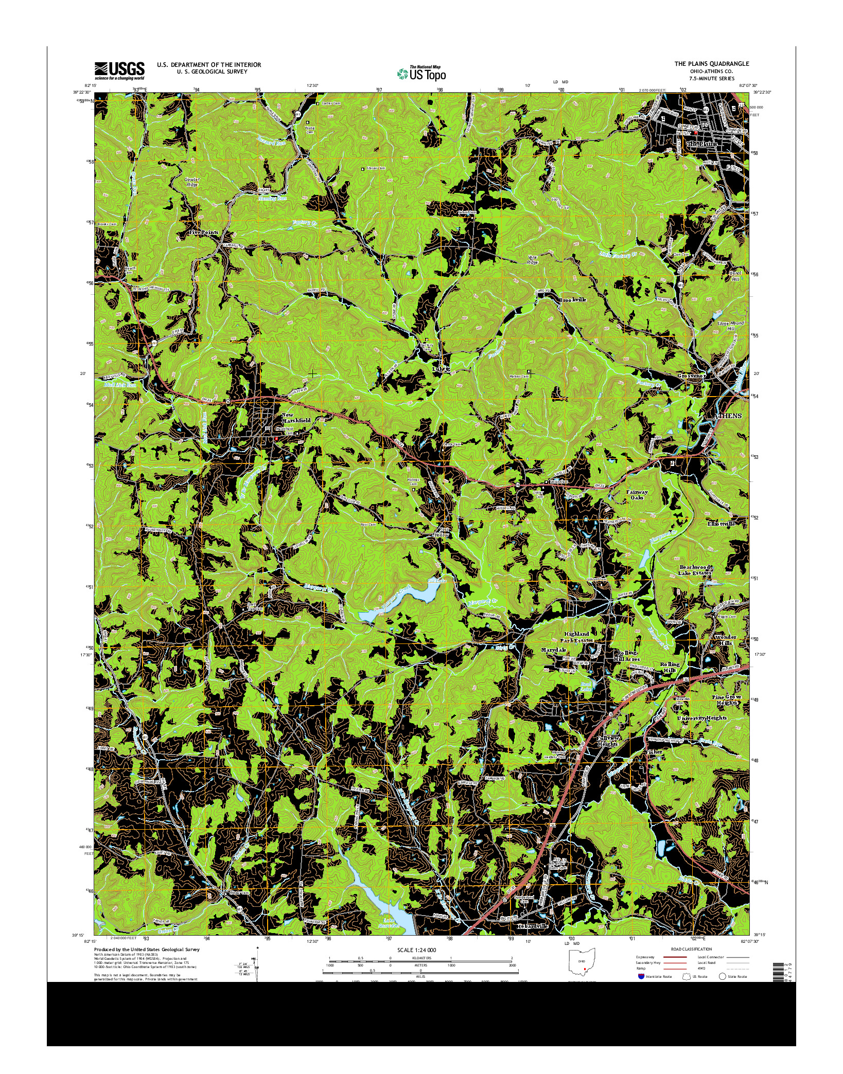 USGS US TOPO 7.5-MINUTE MAP FOR THE PLAINS, OH 2013