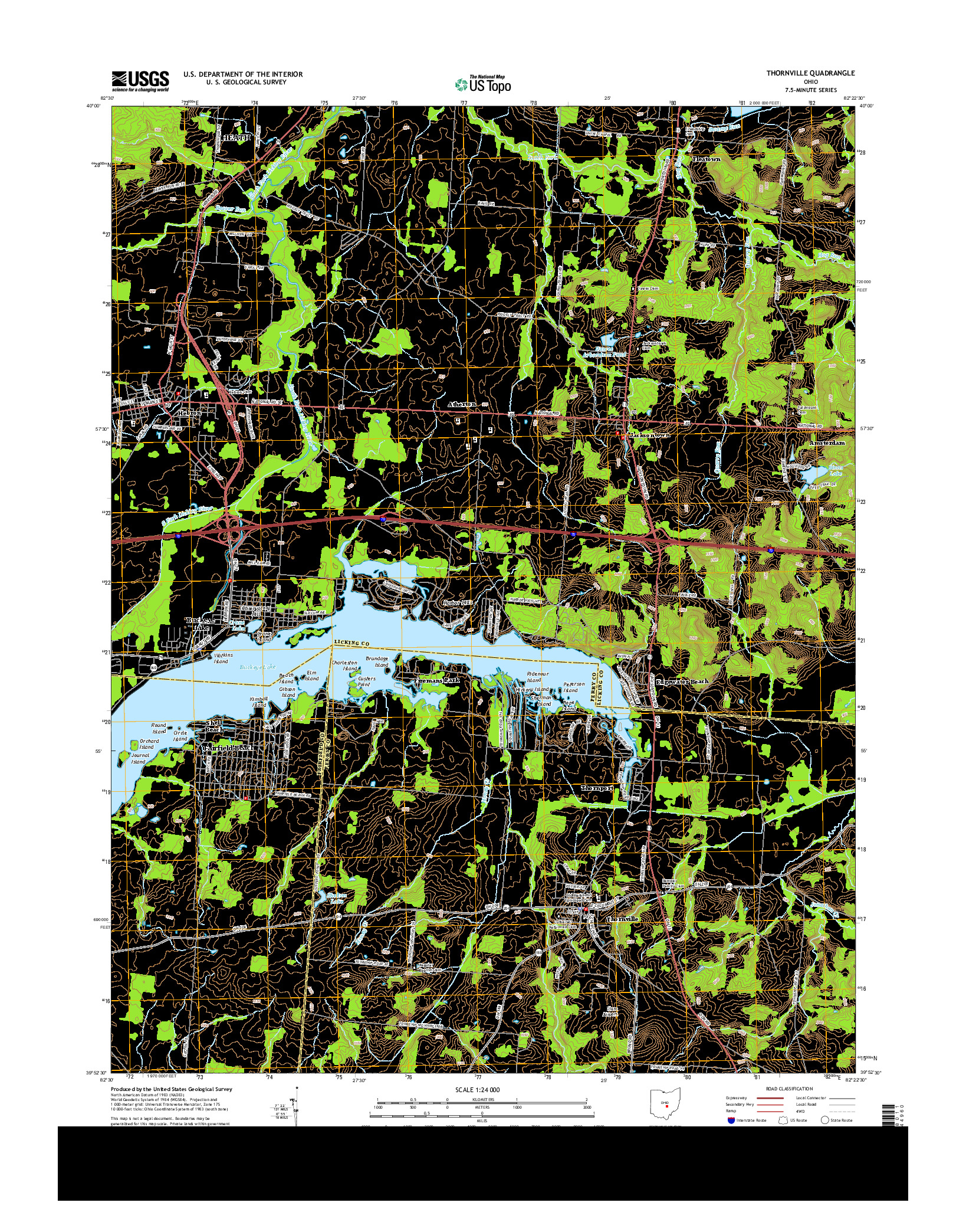 USGS US TOPO 7.5-MINUTE MAP FOR THORNVILLE, OH 2013