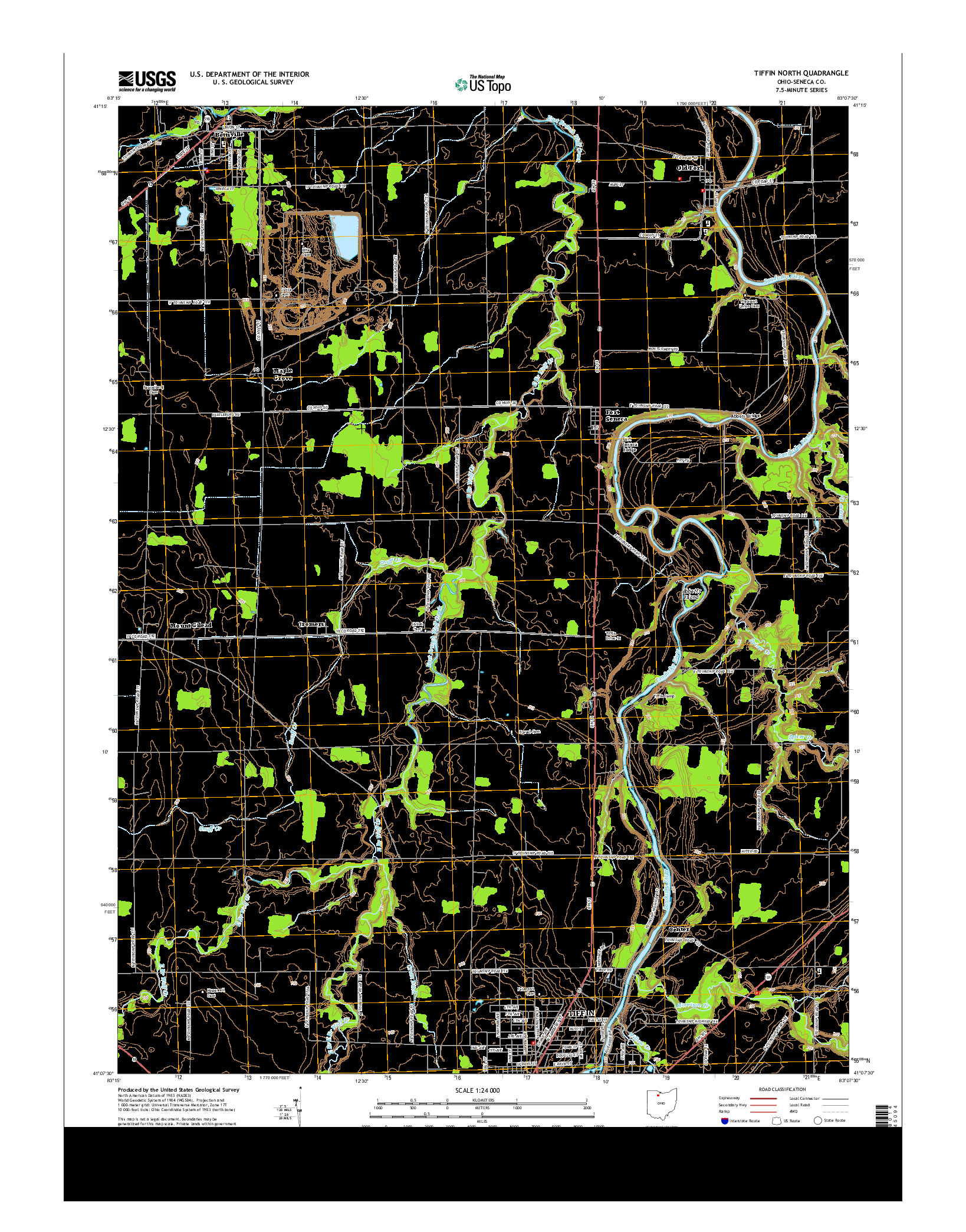 USGS US TOPO 7.5-MINUTE MAP FOR TIFFIN NORTH, OH 2013