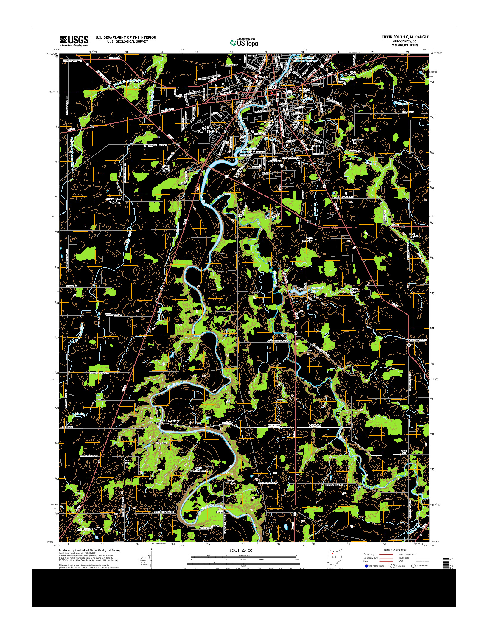 USGS US TOPO 7.5-MINUTE MAP FOR TIFFIN SOUTH, OH 2013