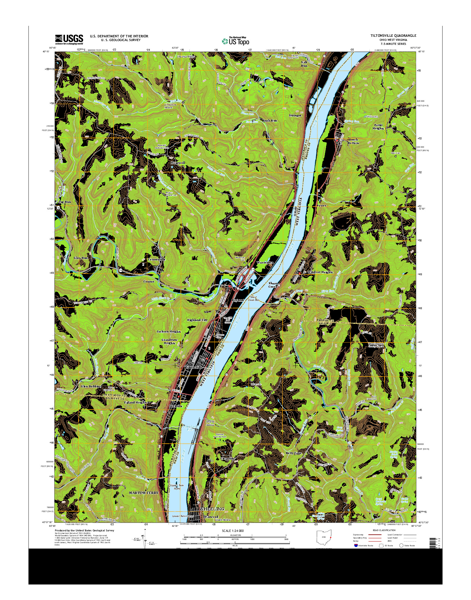 USGS US TOPO 7.5-MINUTE MAP FOR TILTONSVILLE, OH-WV 2013