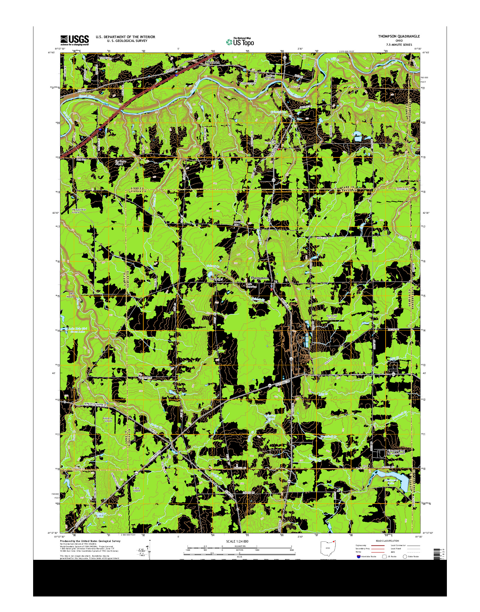 USGS US TOPO 7.5-MINUTE MAP FOR THOMPSON, OH 2013