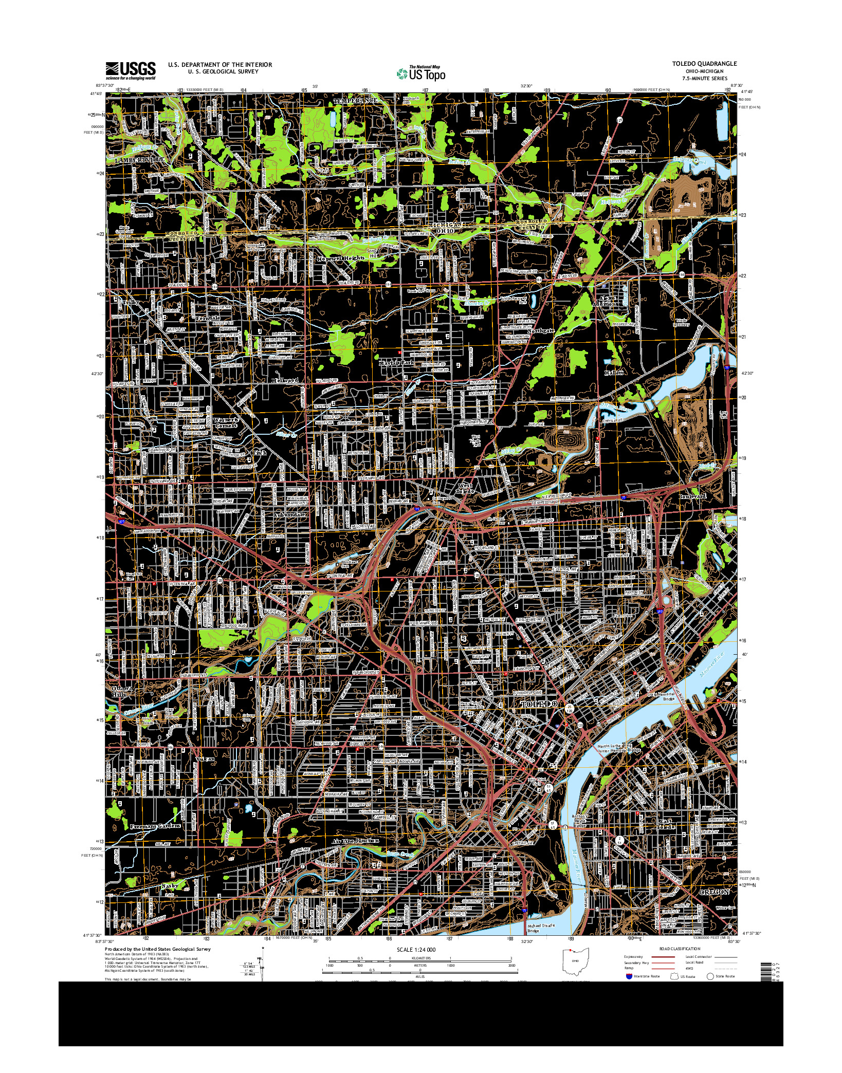 USGS US TOPO 7.5-MINUTE MAP FOR TOLEDO, OH-MI 2013