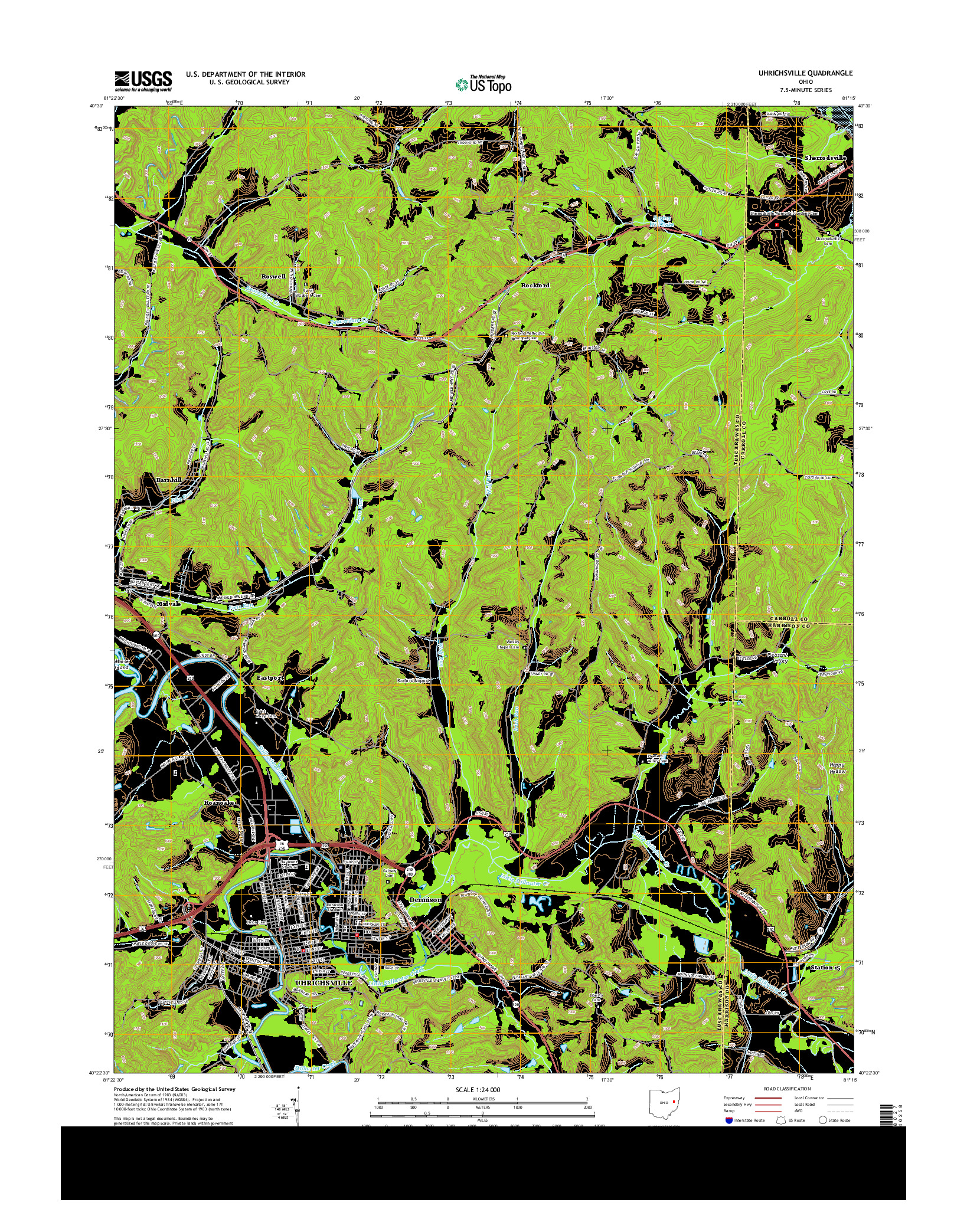 USGS US TOPO 7.5-MINUTE MAP FOR UHRICHSVILLE, OH 2013