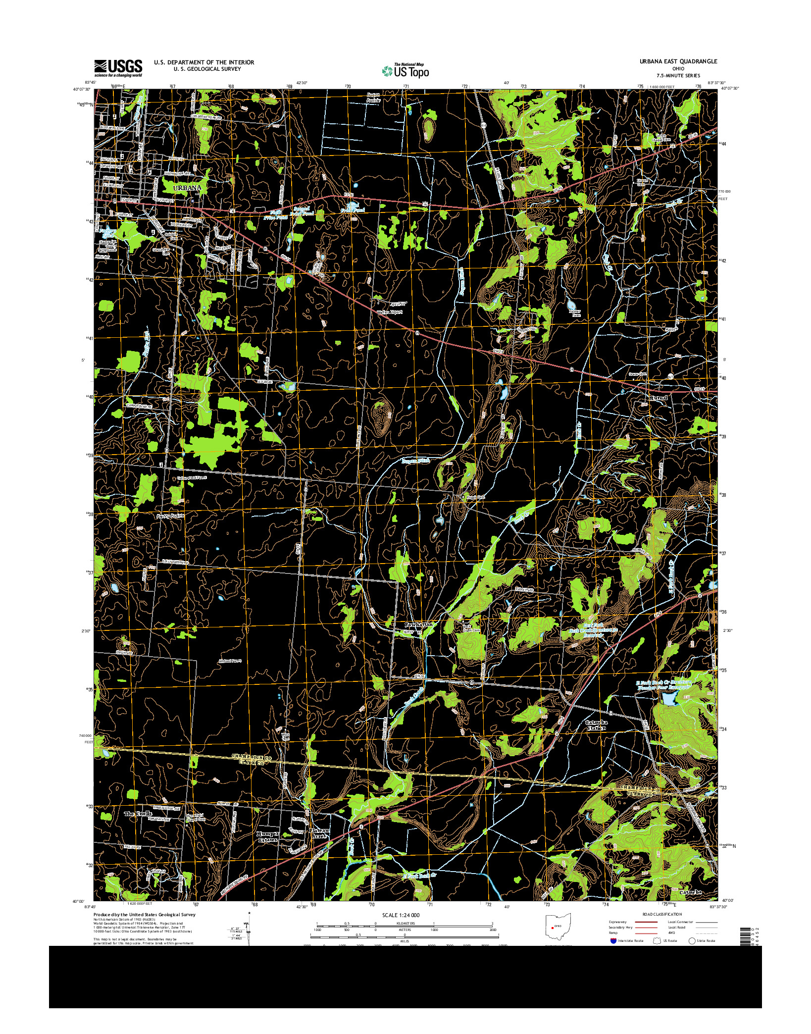 USGS US TOPO 7.5-MINUTE MAP FOR URBANA EAST, OH 2013