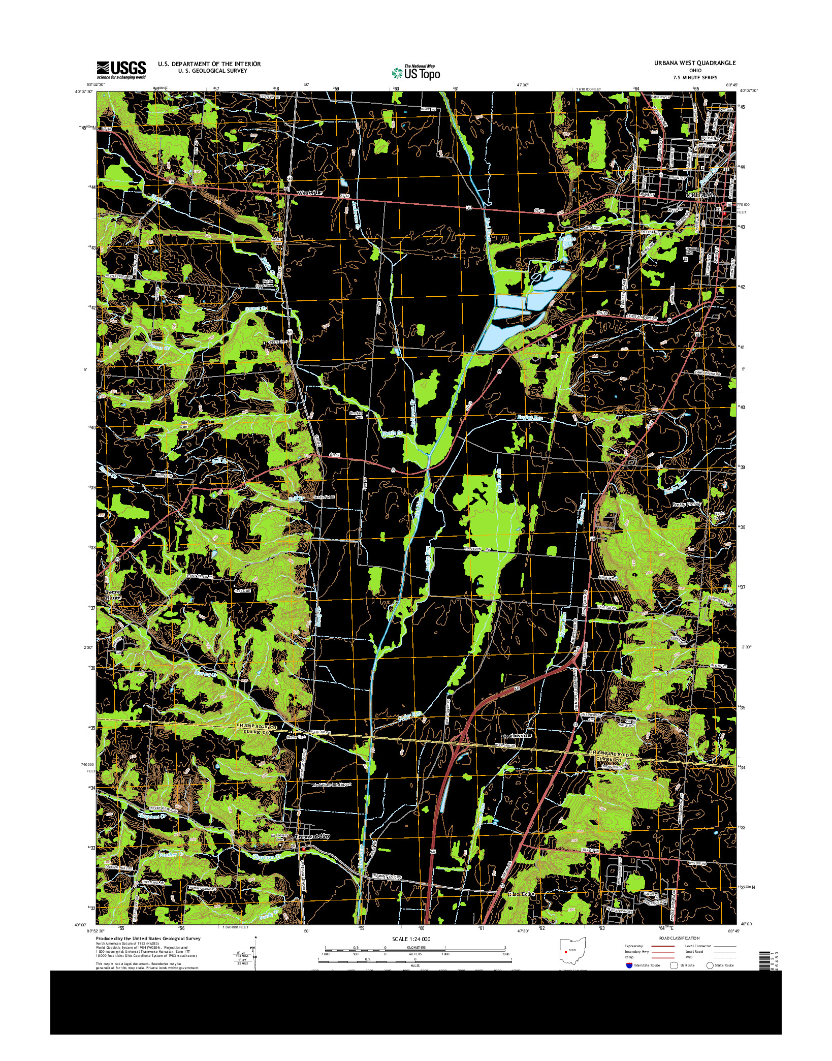 USGS US TOPO 7.5-MINUTE MAP FOR URBANA WEST, OH 2013