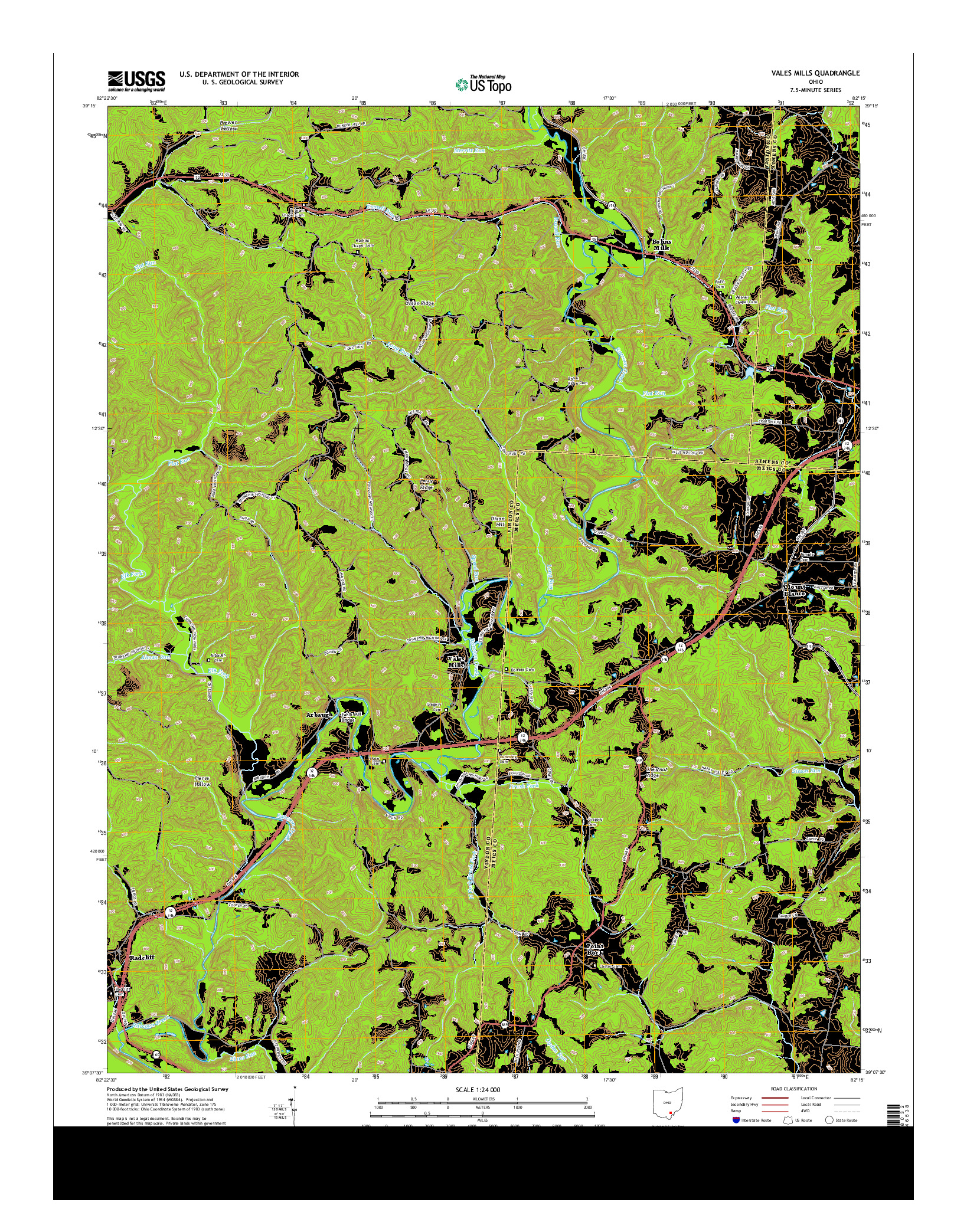 USGS US TOPO 7.5-MINUTE MAP FOR VALES MILLS, OH 2013