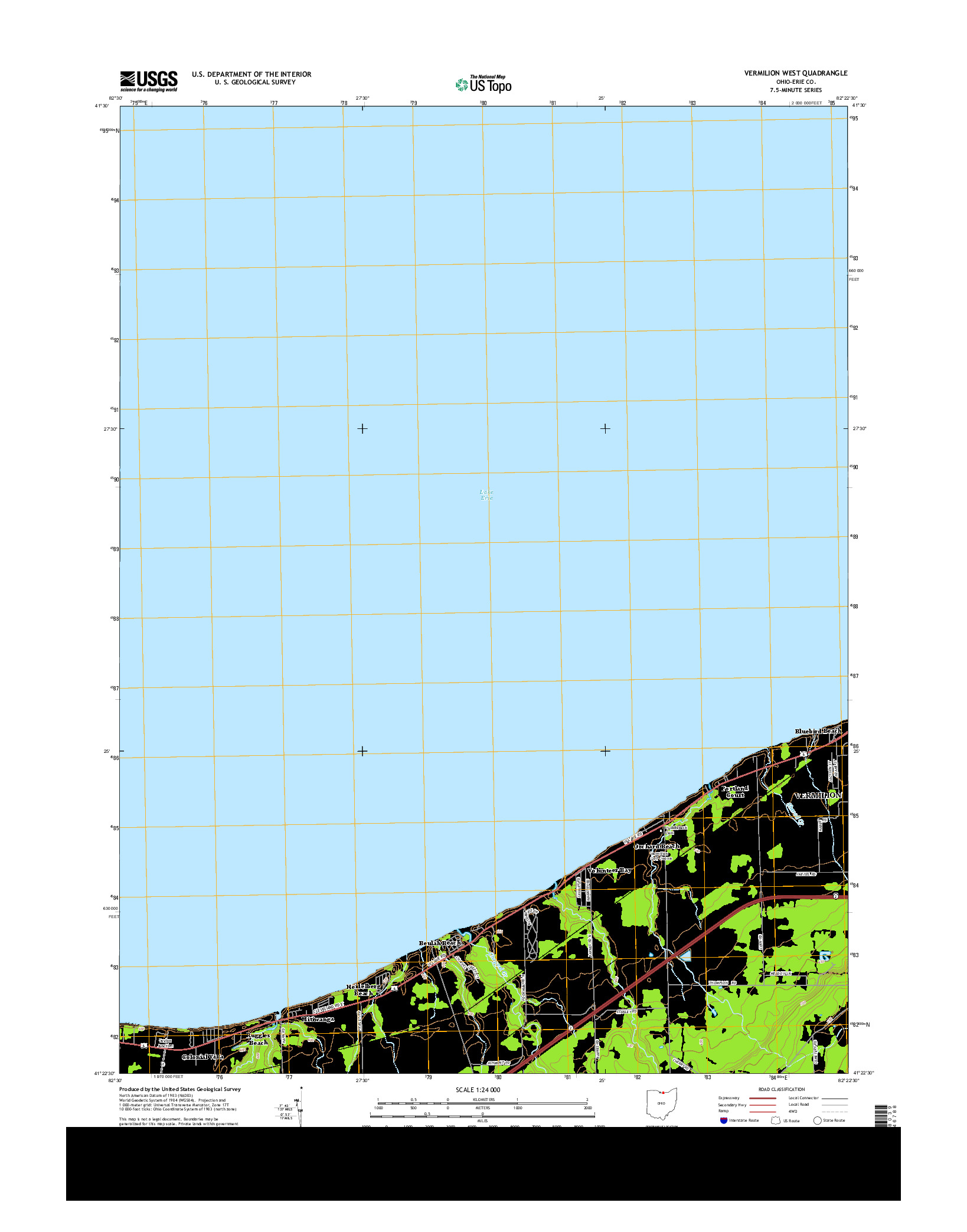 USGS US TOPO 7.5-MINUTE MAP FOR VERMILION WEST, OH 2013