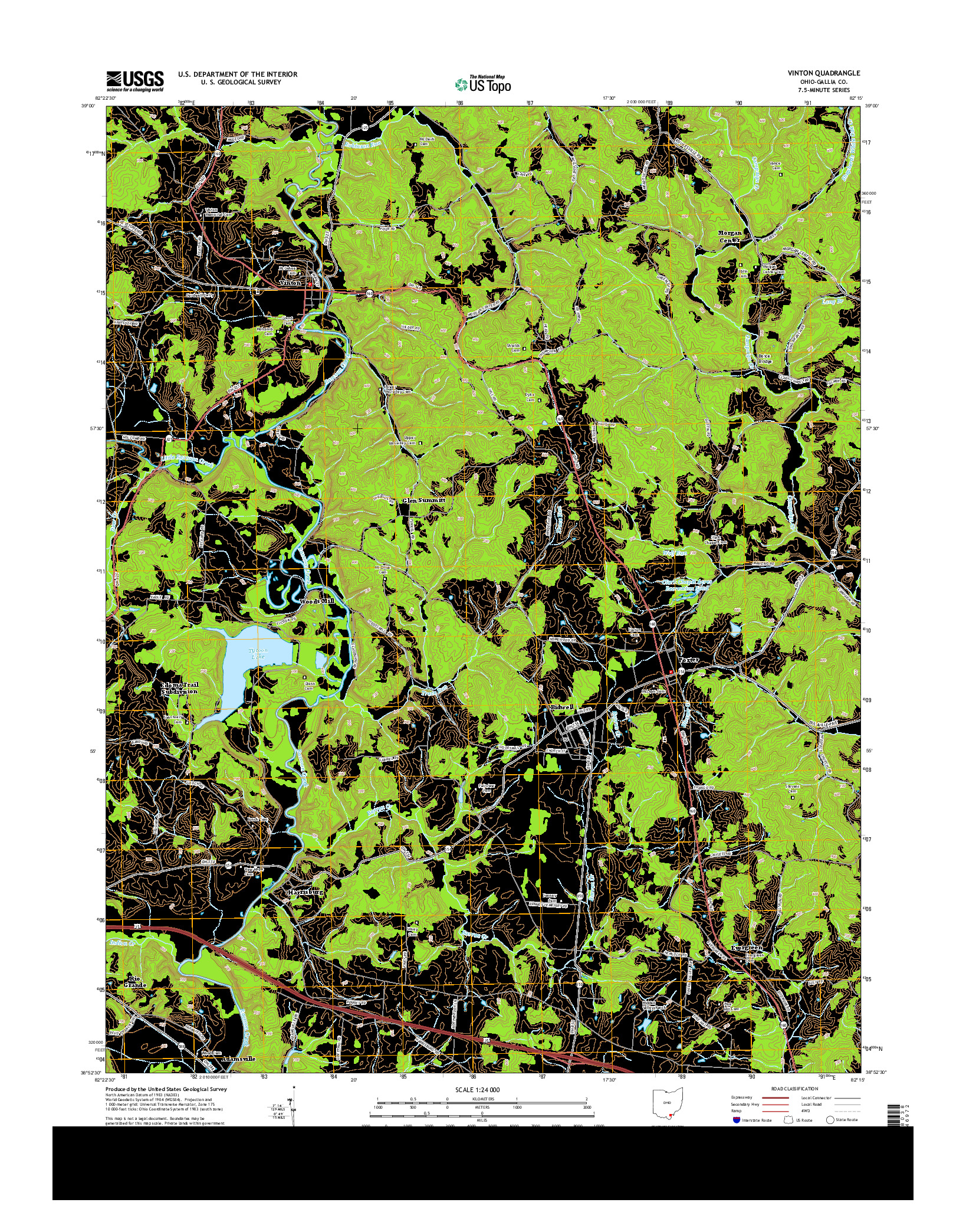 USGS US TOPO 7.5-MINUTE MAP FOR VINTON, OH 2013
