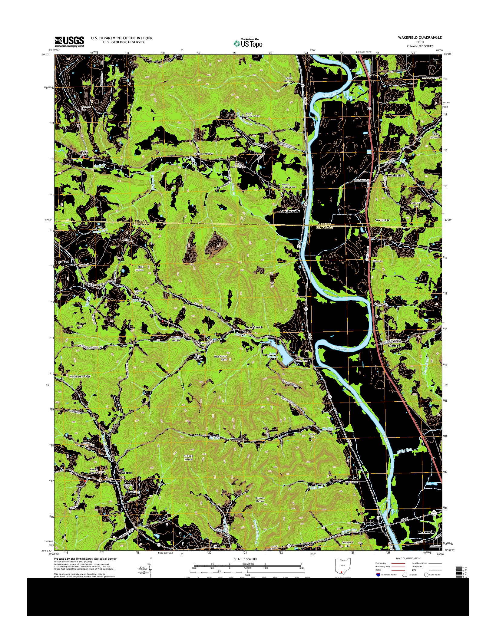 USGS US TOPO 7.5-MINUTE MAP FOR WAKEFIELD, OH 2013