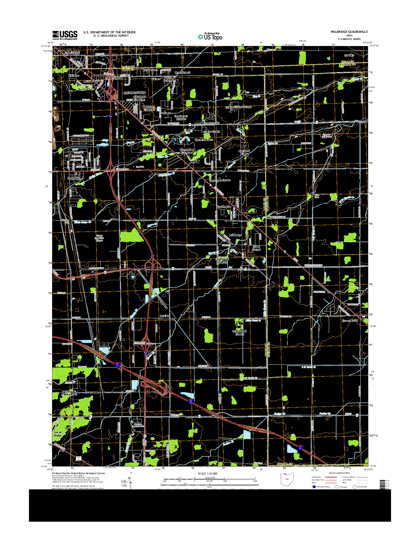 USGS US TOPO 7.5-MINUTE MAP FOR WALBRIDGE, OH 2013