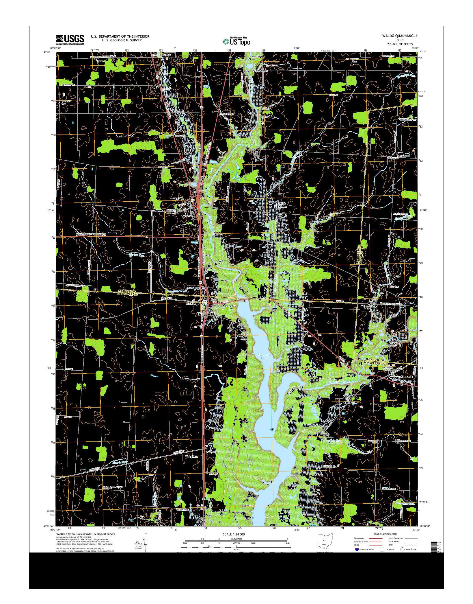 USGS US TOPO 7.5-MINUTE MAP FOR WALDO, OH 2013