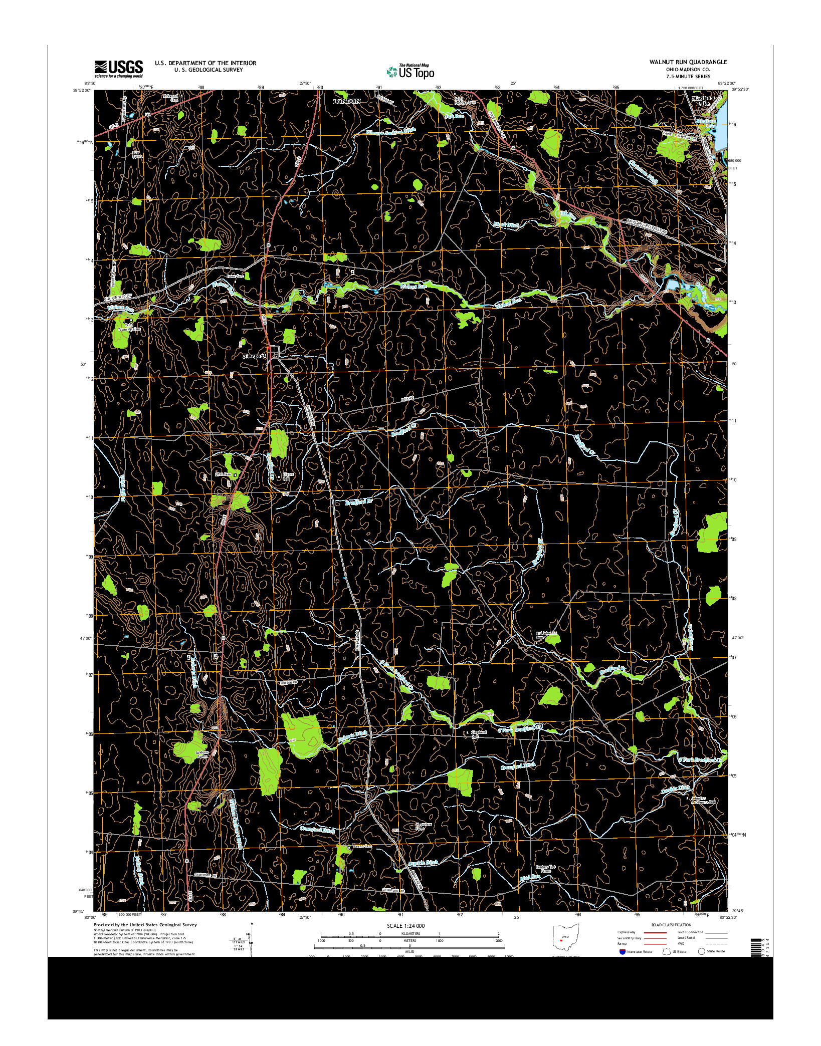 USGS US TOPO 7.5-MINUTE MAP FOR WALNUT RUN, OH 2013