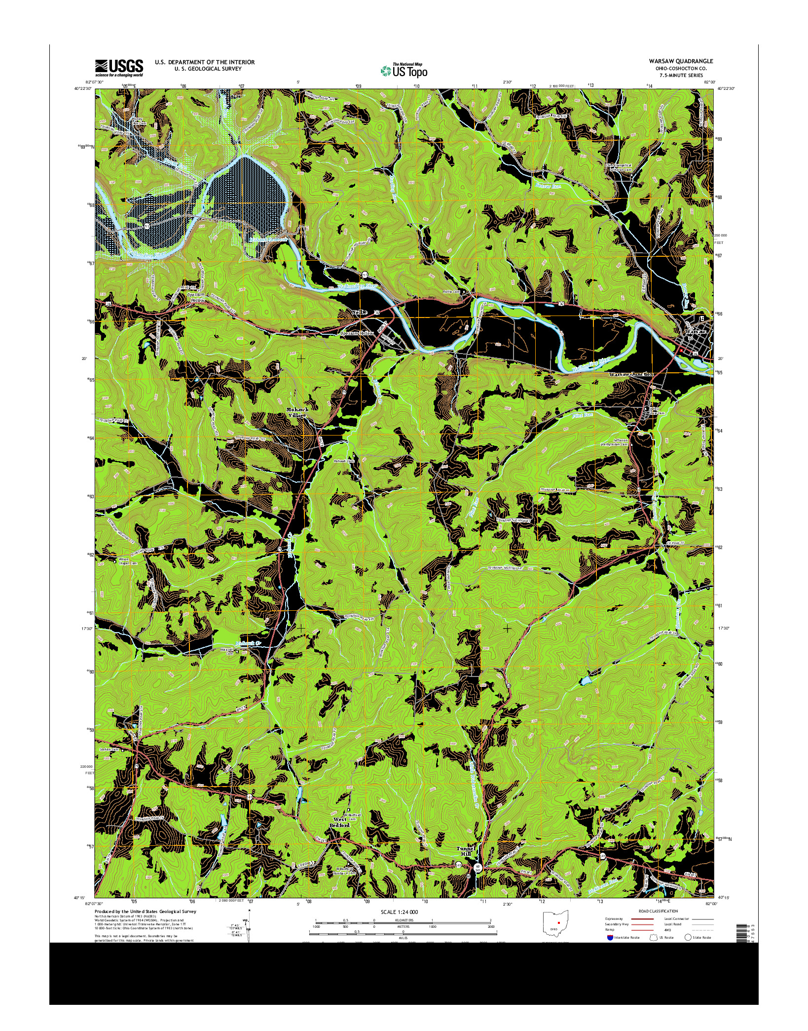 USGS US TOPO 7.5-MINUTE MAP FOR WARSAW, OH 2013