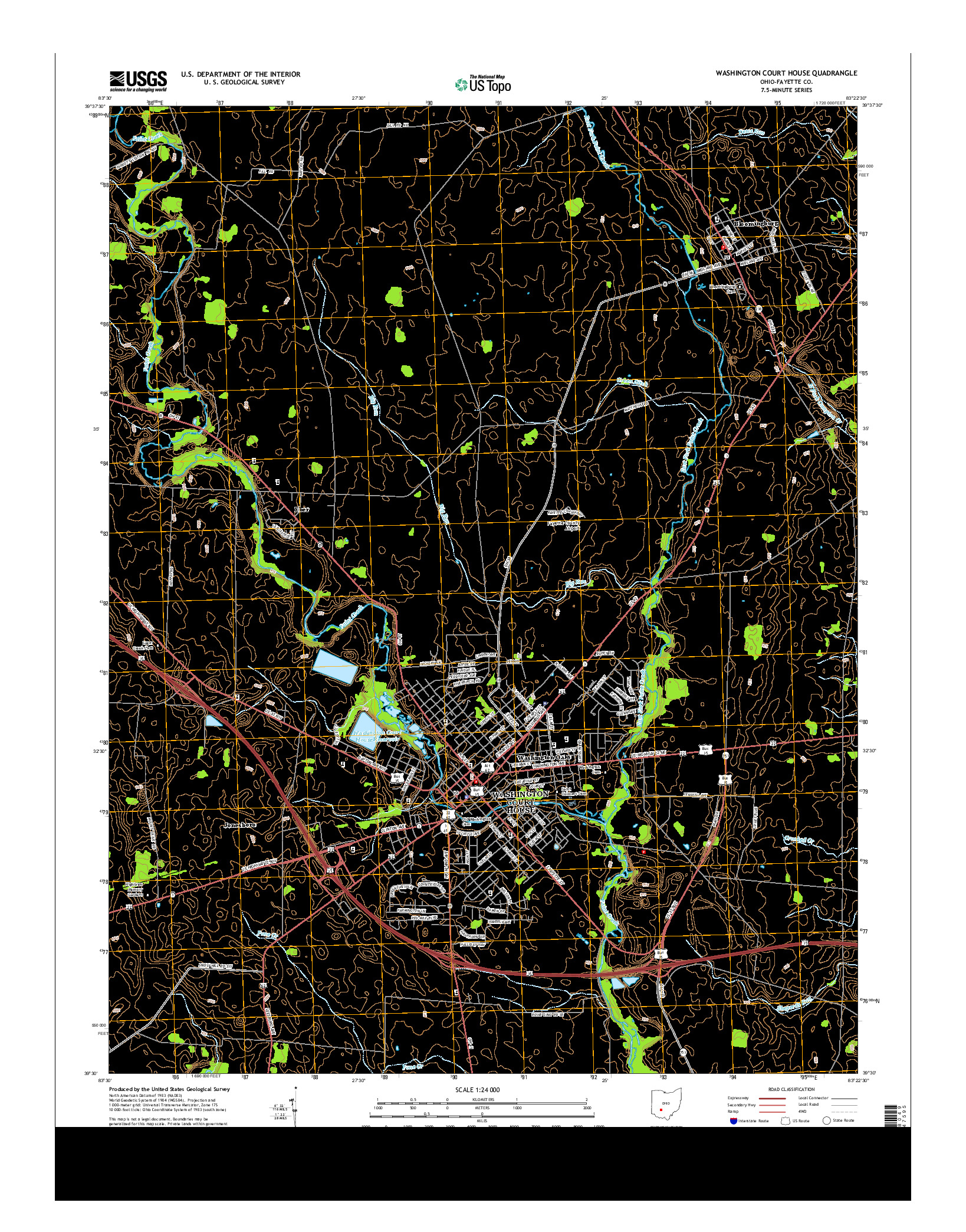 USGS US TOPO 7.5-MINUTE MAP FOR WASHINGTON COURT HOUSE, OH 2013