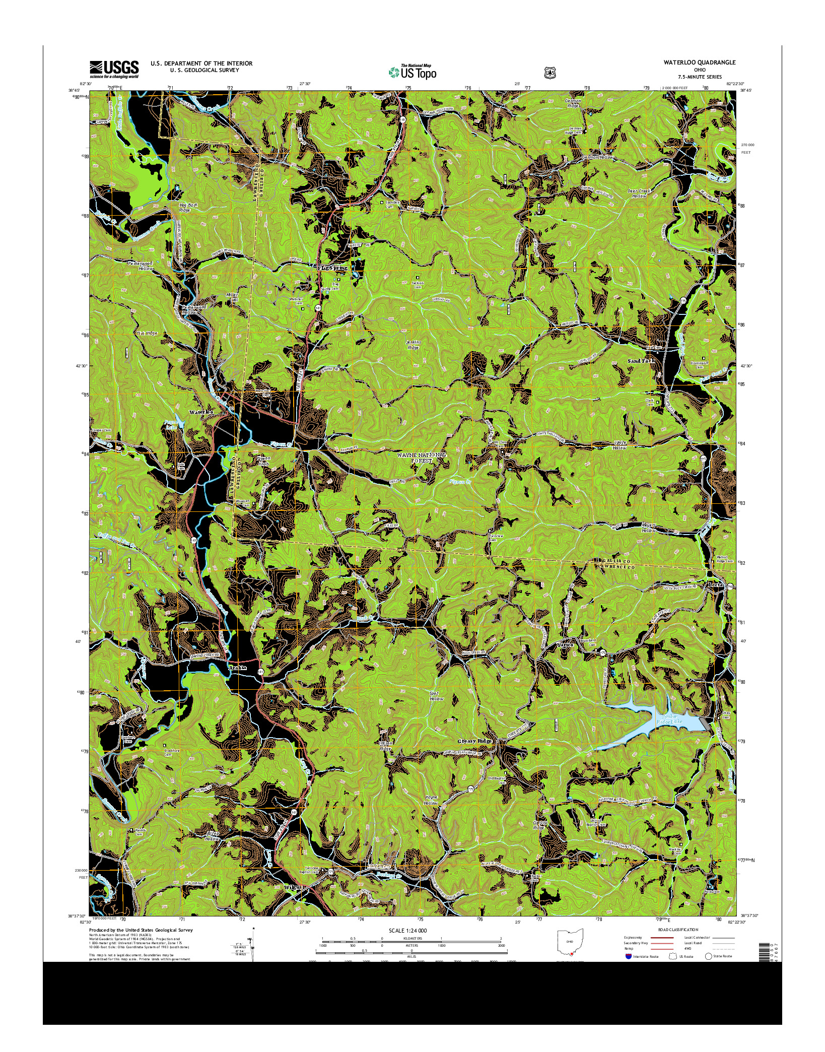 USGS US TOPO 7.5-MINUTE MAP FOR WATERLOO, OH 2013