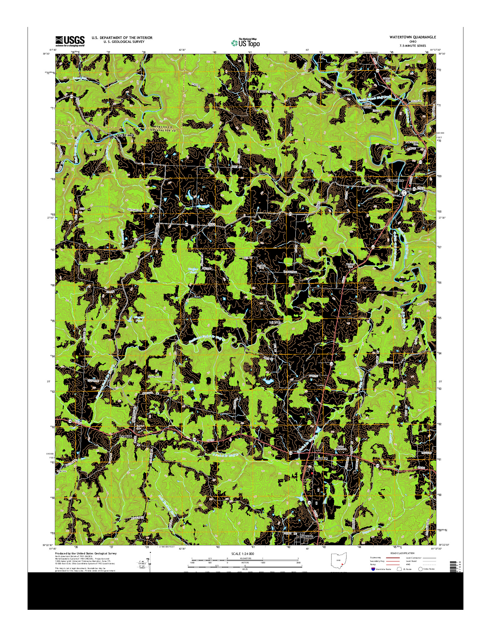 USGS US TOPO 7.5-MINUTE MAP FOR WATERTOWN, OH 2013