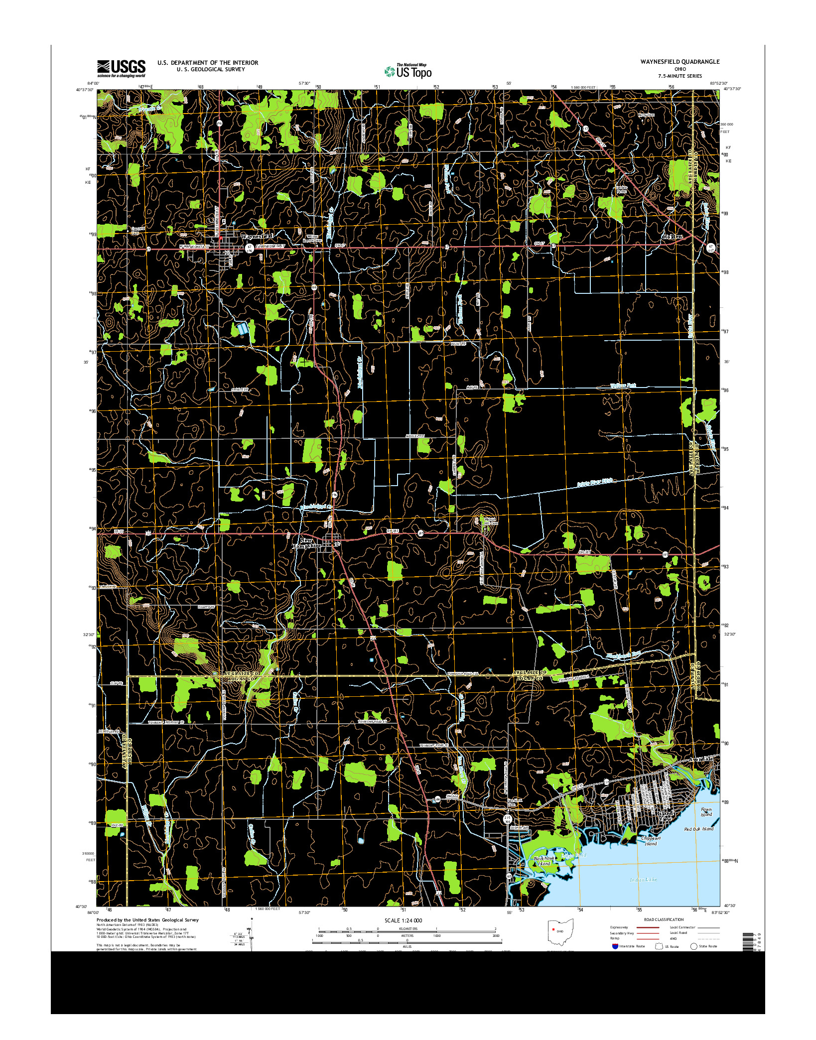 USGS US TOPO 7.5-MINUTE MAP FOR WAYNESFIELD, OH 2013