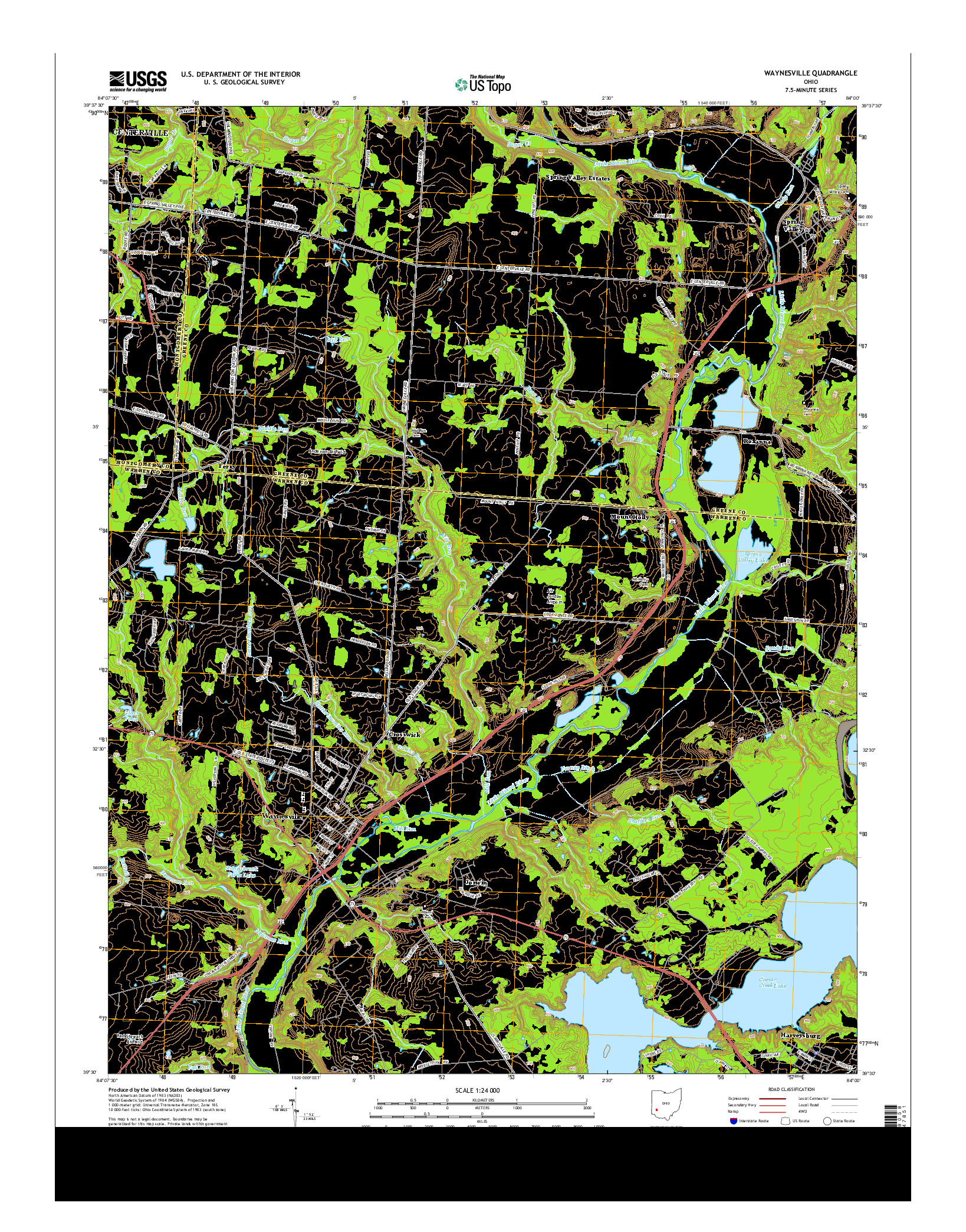 USGS US TOPO 7.5-MINUTE MAP FOR WAYNESVILLE, OH 2013