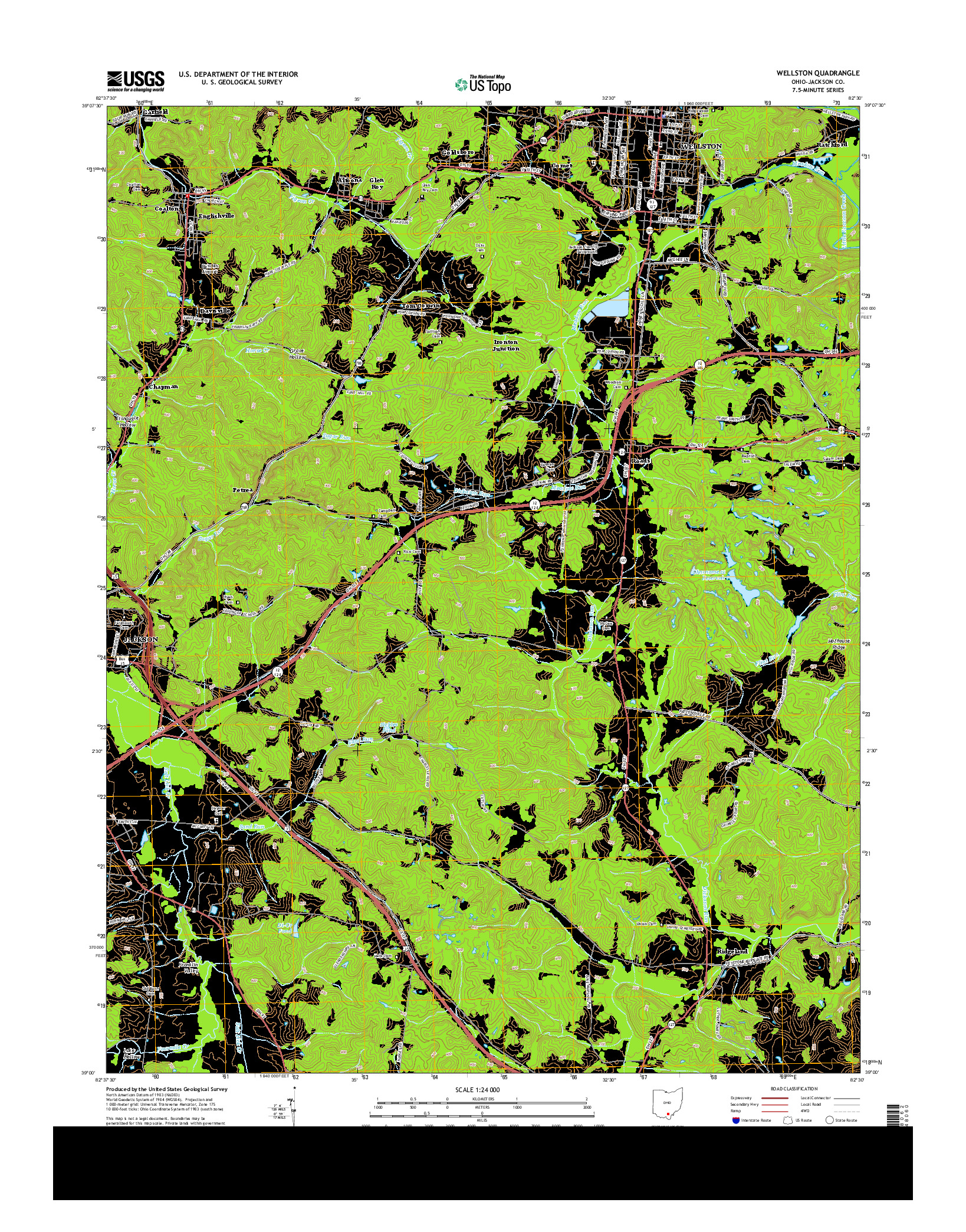 USGS US TOPO 7.5-MINUTE MAP FOR WELLSTON, OH 2013