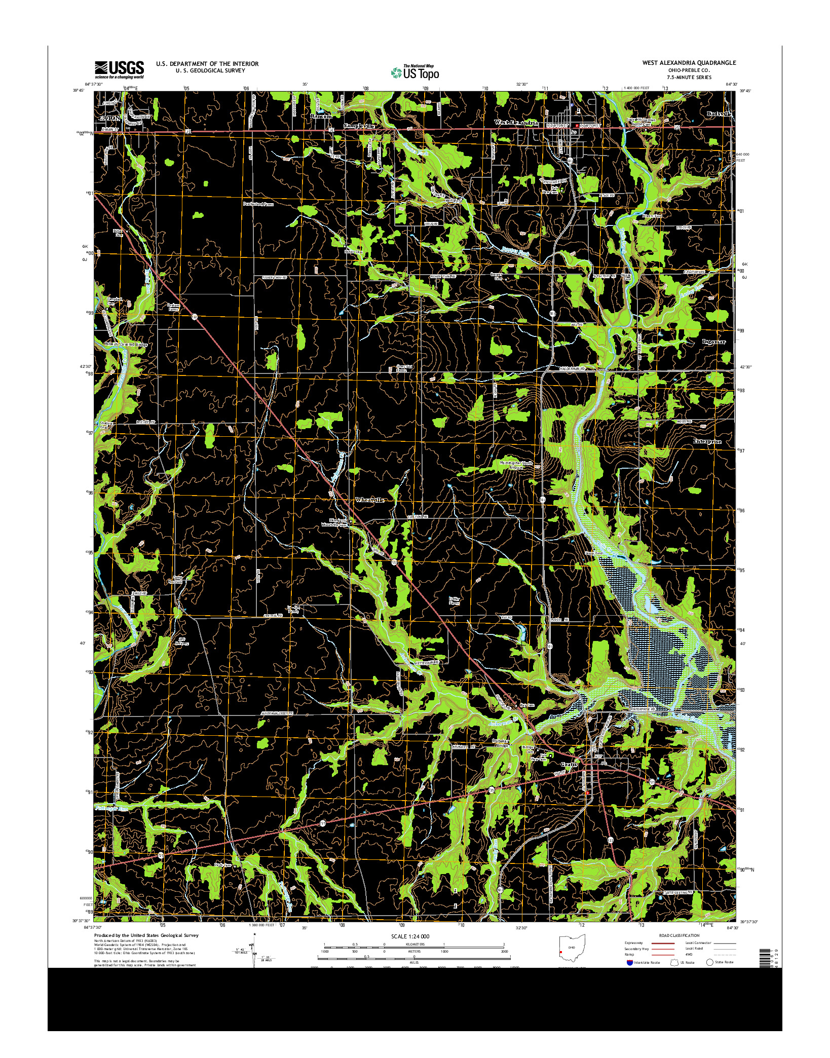 USGS US TOPO 7.5-MINUTE MAP FOR WEST ALEXANDRIA, OH 2013