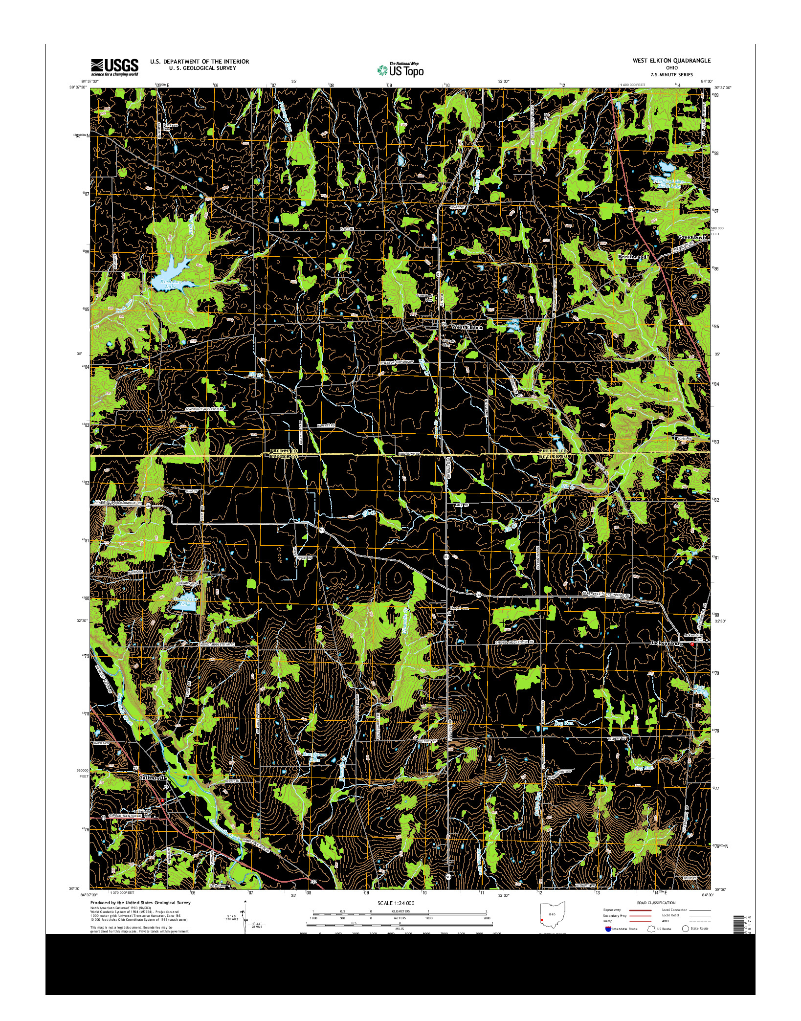 USGS US TOPO 7.5-MINUTE MAP FOR WEST ELKTON, OH 2013