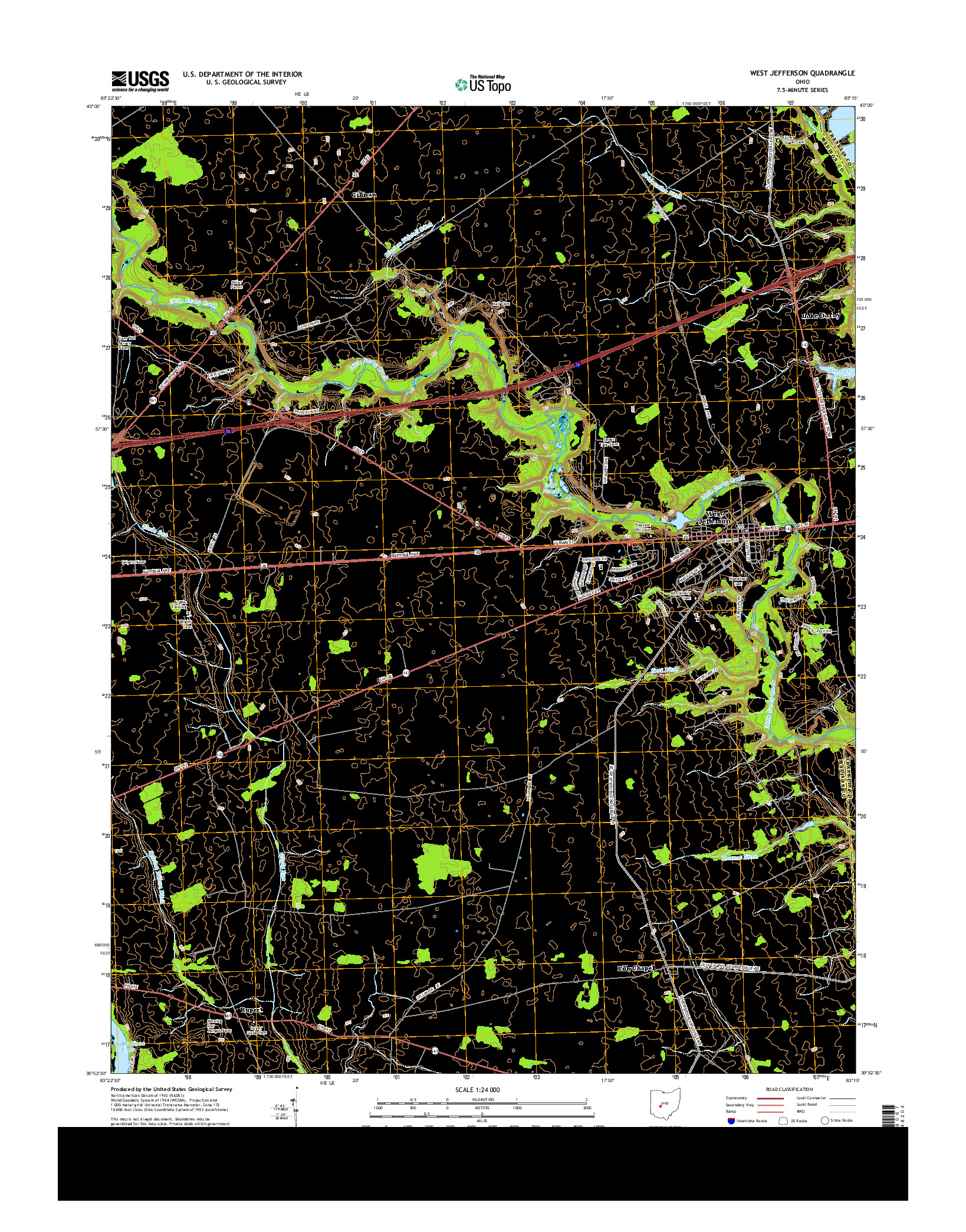 USGS US TOPO 7.5-MINUTE MAP FOR WEST JEFFERSON, OH 2013