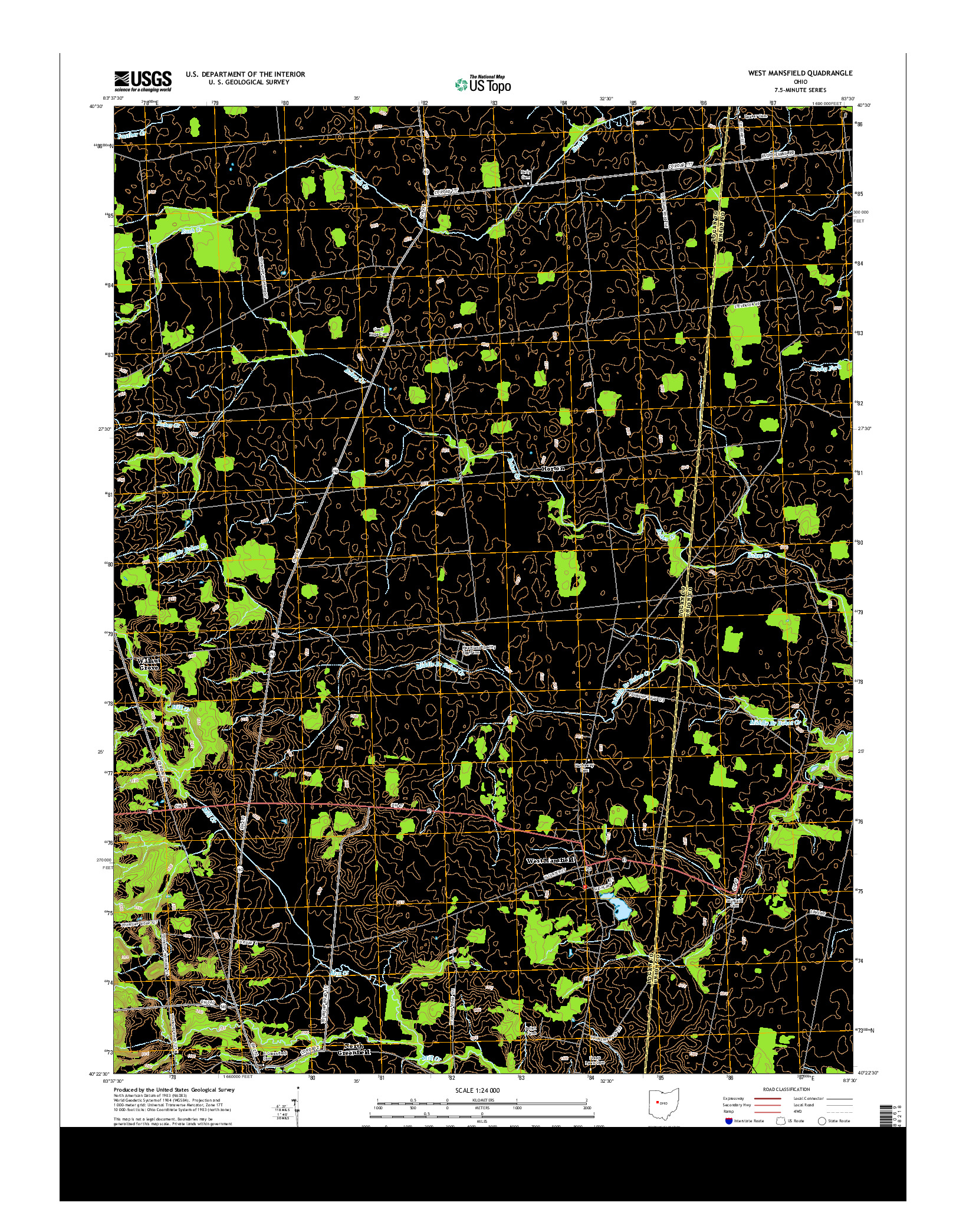 USGS US TOPO 7.5-MINUTE MAP FOR WEST MANSFIELD, OH 2013